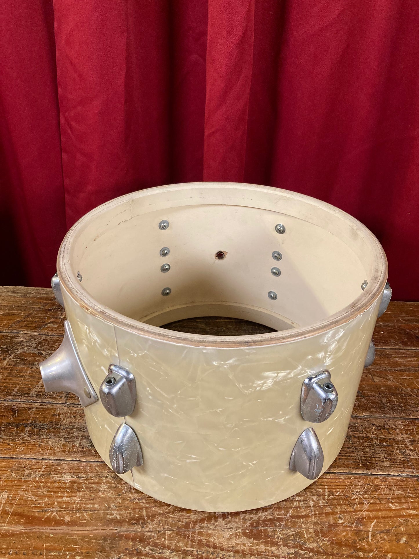 1960s Slingerland 8x12 Tom Drum Single White Marine Pearl