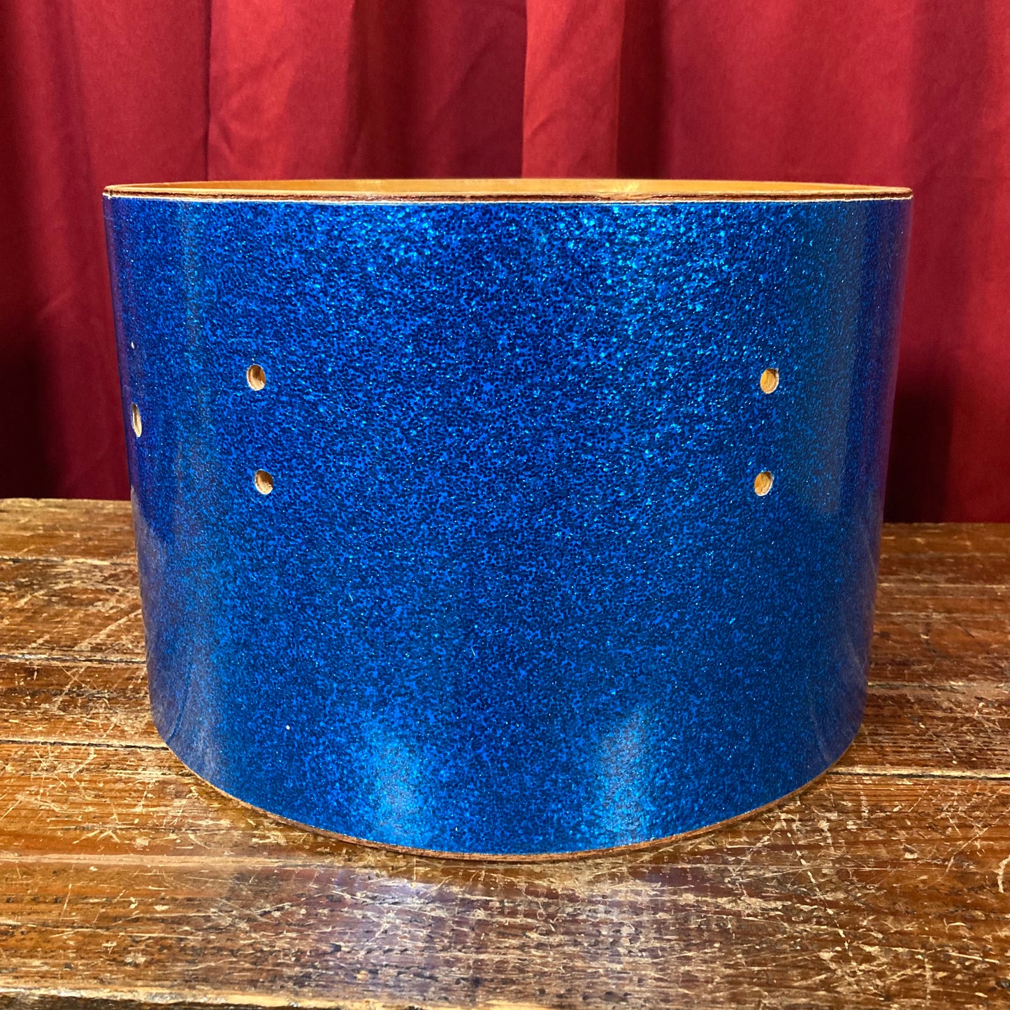 1970s Ludwig 8x12 Concert Tom Drum Shell Project Blue Sparkle