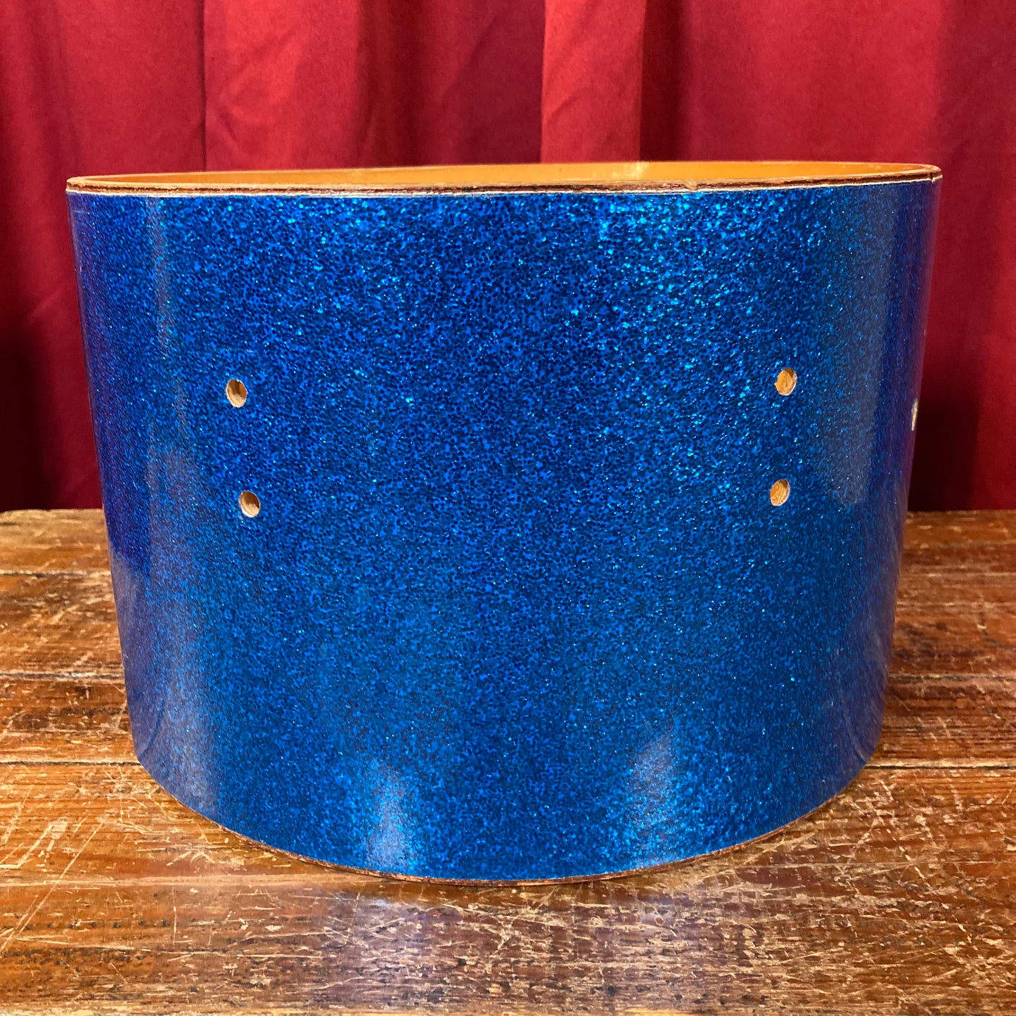 1970s Ludwig 8x12 Concert Tom Drum Shell Project Blue Sparkle