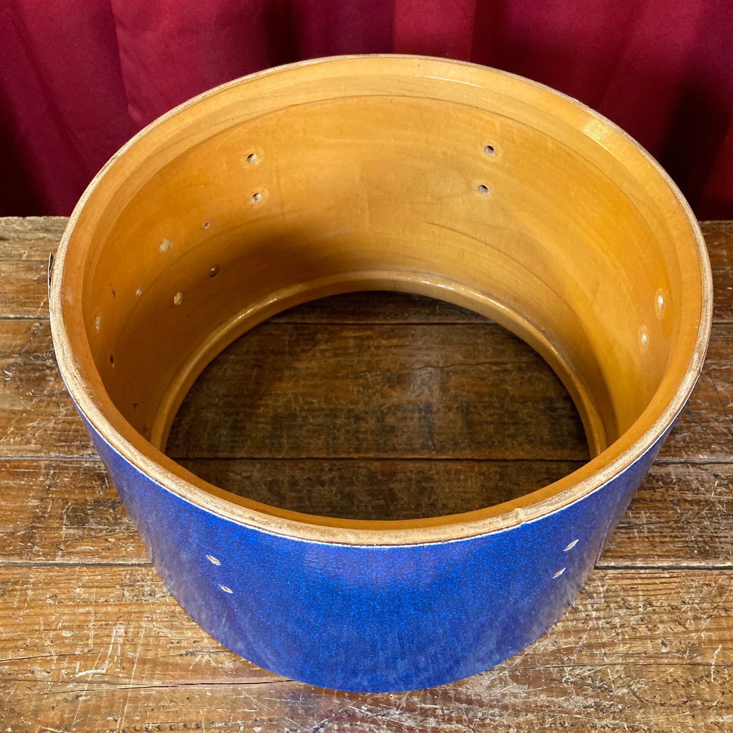 1970s Ludwig 8x12 Concert Tom Drum Shell Project Blue Sparkle