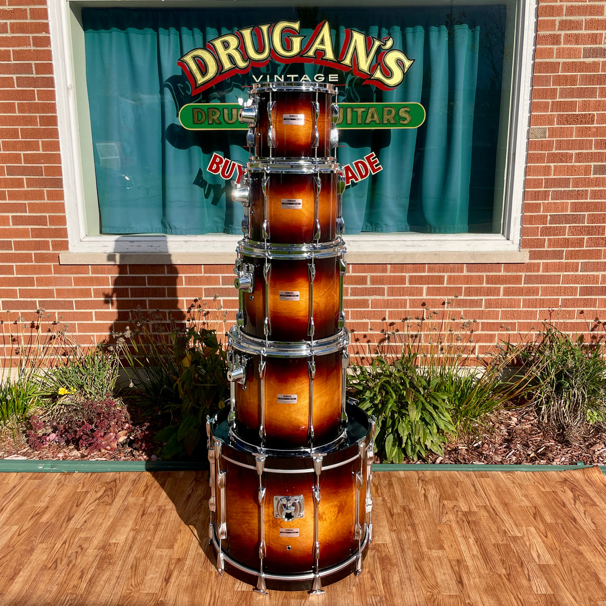 1994 Yamaha MIJ Recording Custom 5pc Birch Drum Set Antique Burst 22/10/12/14/16