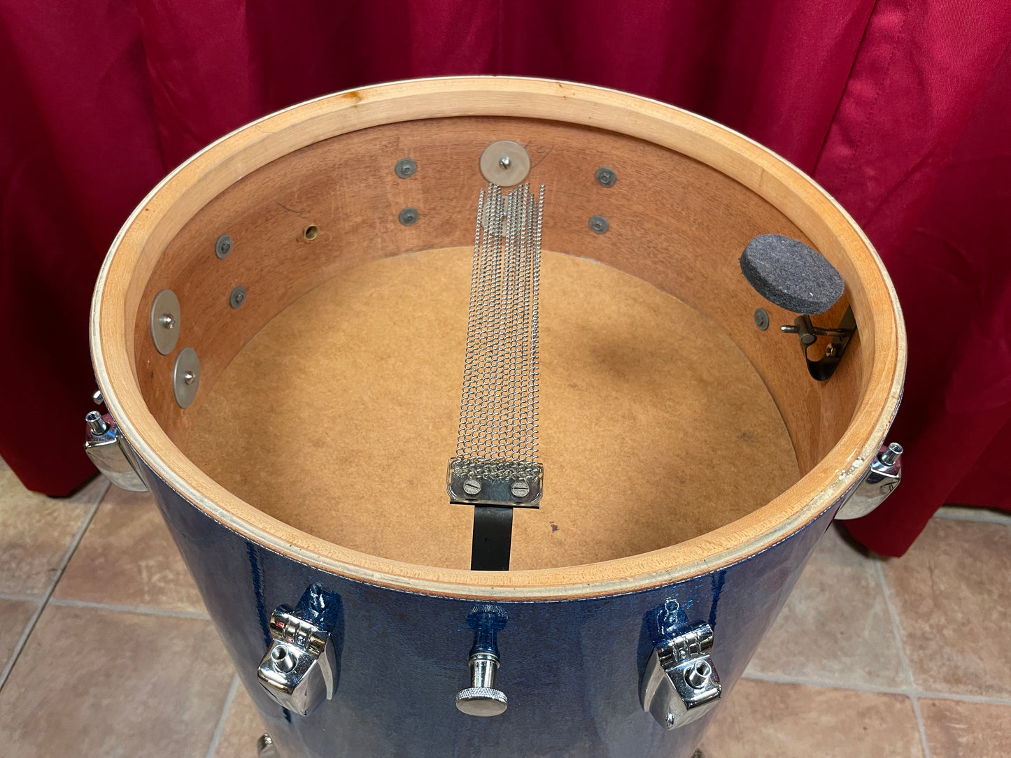 1960s Ludwig 24x16 No. 1109PC Miami Beach Stand-Up Set Blue Sparkle Pre-Serial Cocktail Drum