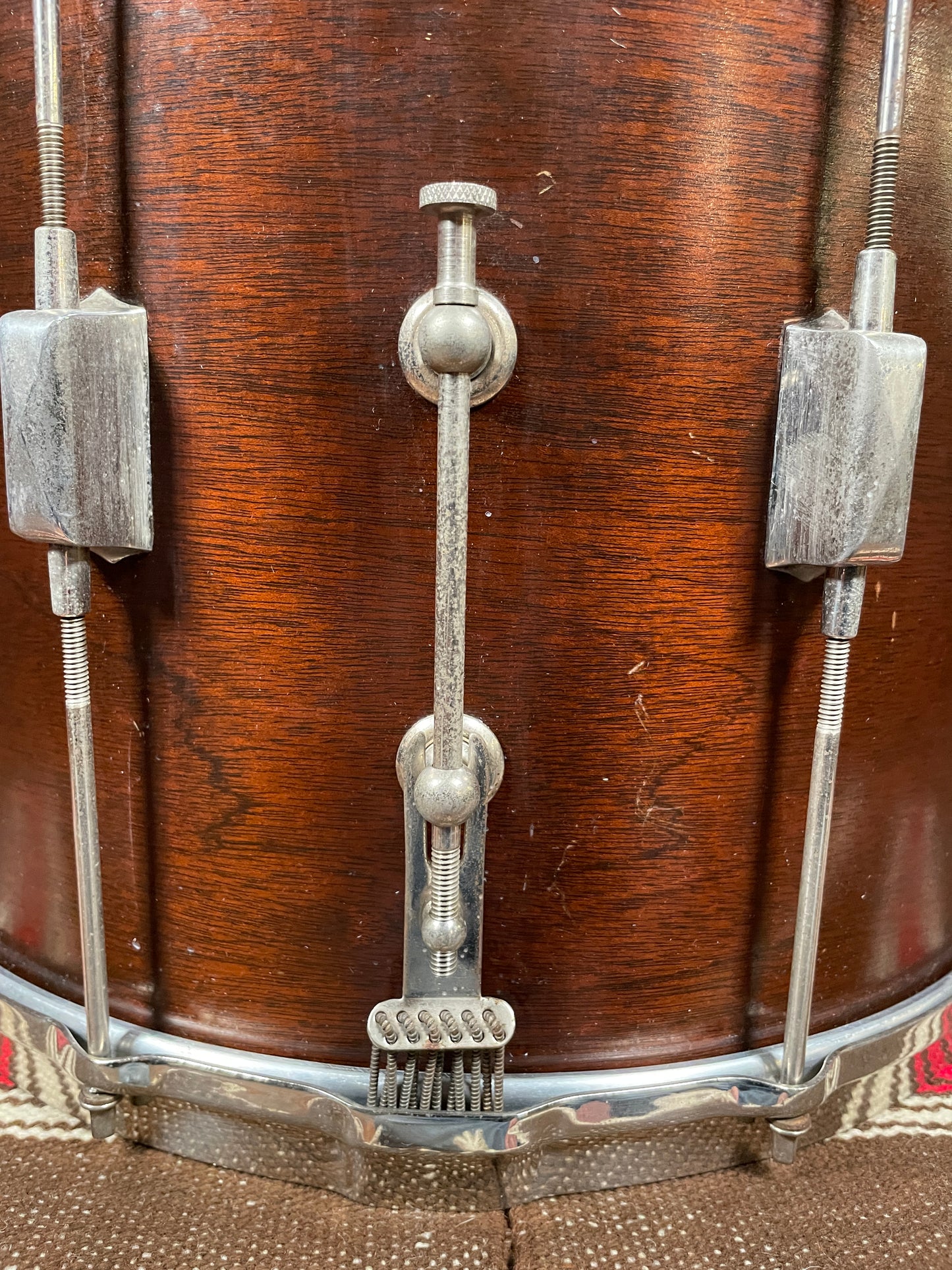 1930s Leedy Broadway Standard 12x15 Street Drum Marching / Field Snare Walnut