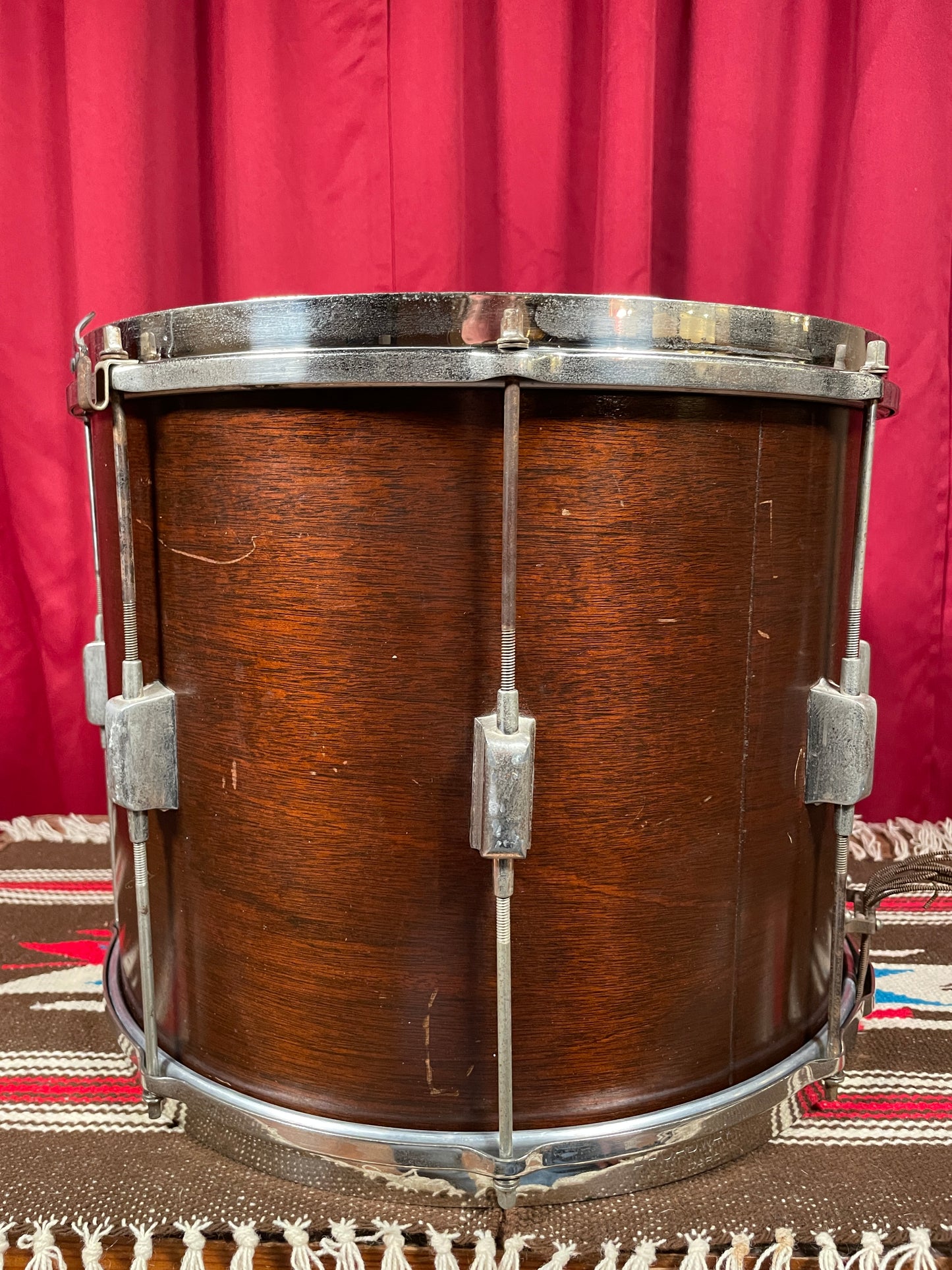 1930s Leedy Broadway Standard 12x15 Street Drum Marching / Field Snare Walnut