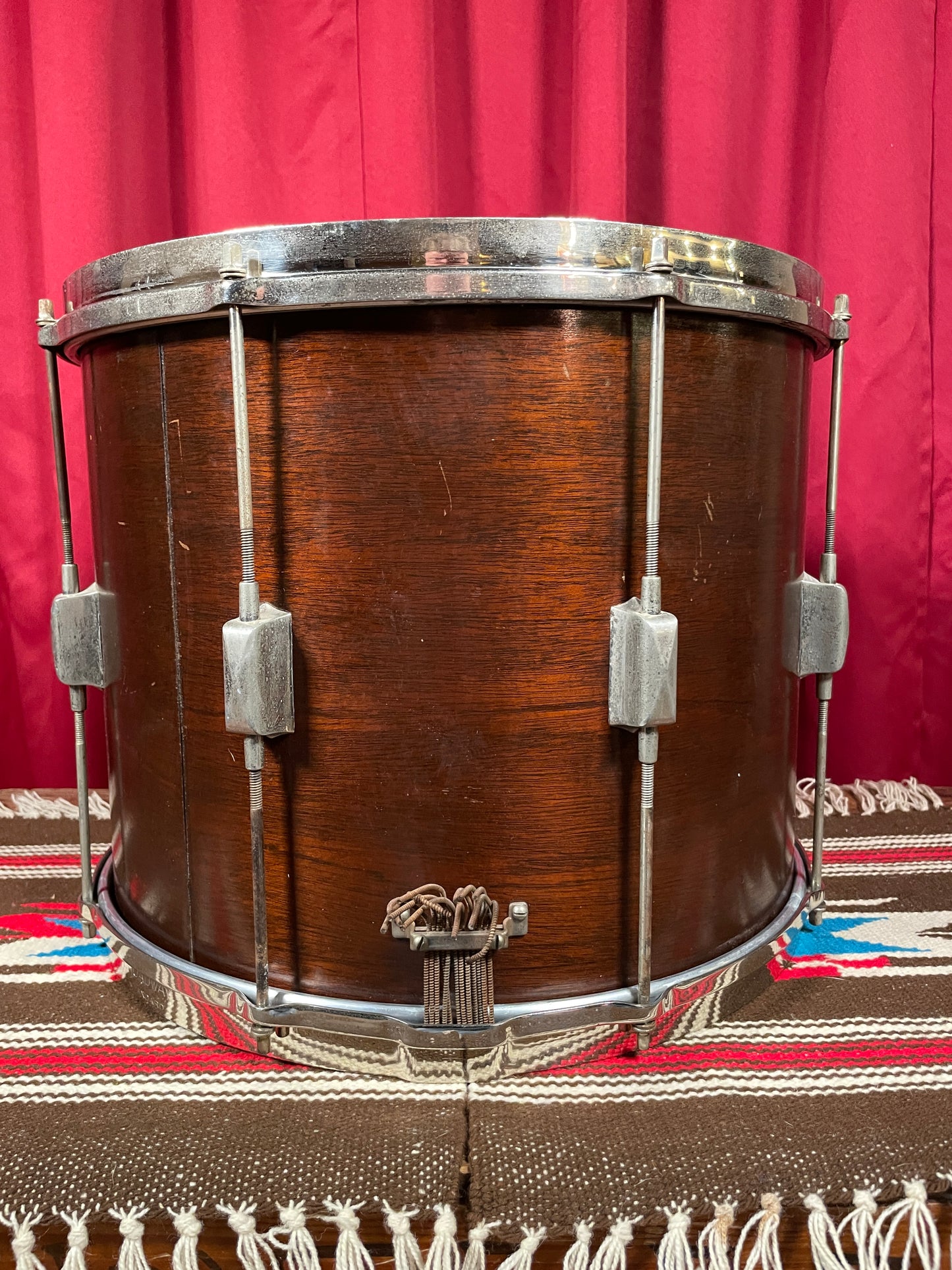 1930s Leedy Broadway Standard 12x15 Street Drum Marching / Field Snare Walnut