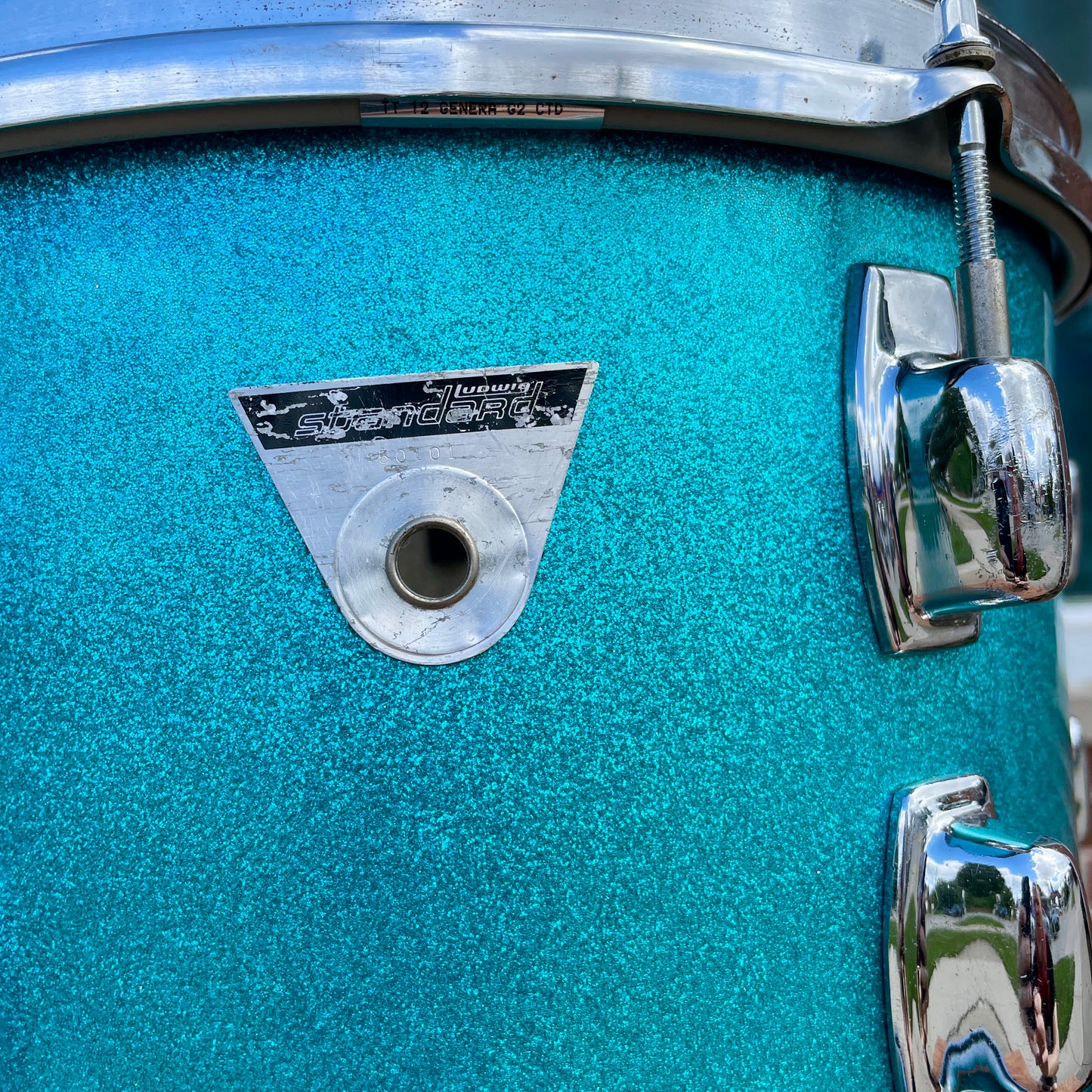 1970s Ludwig Standard 8x12 Tom Drum Single Blue Mist