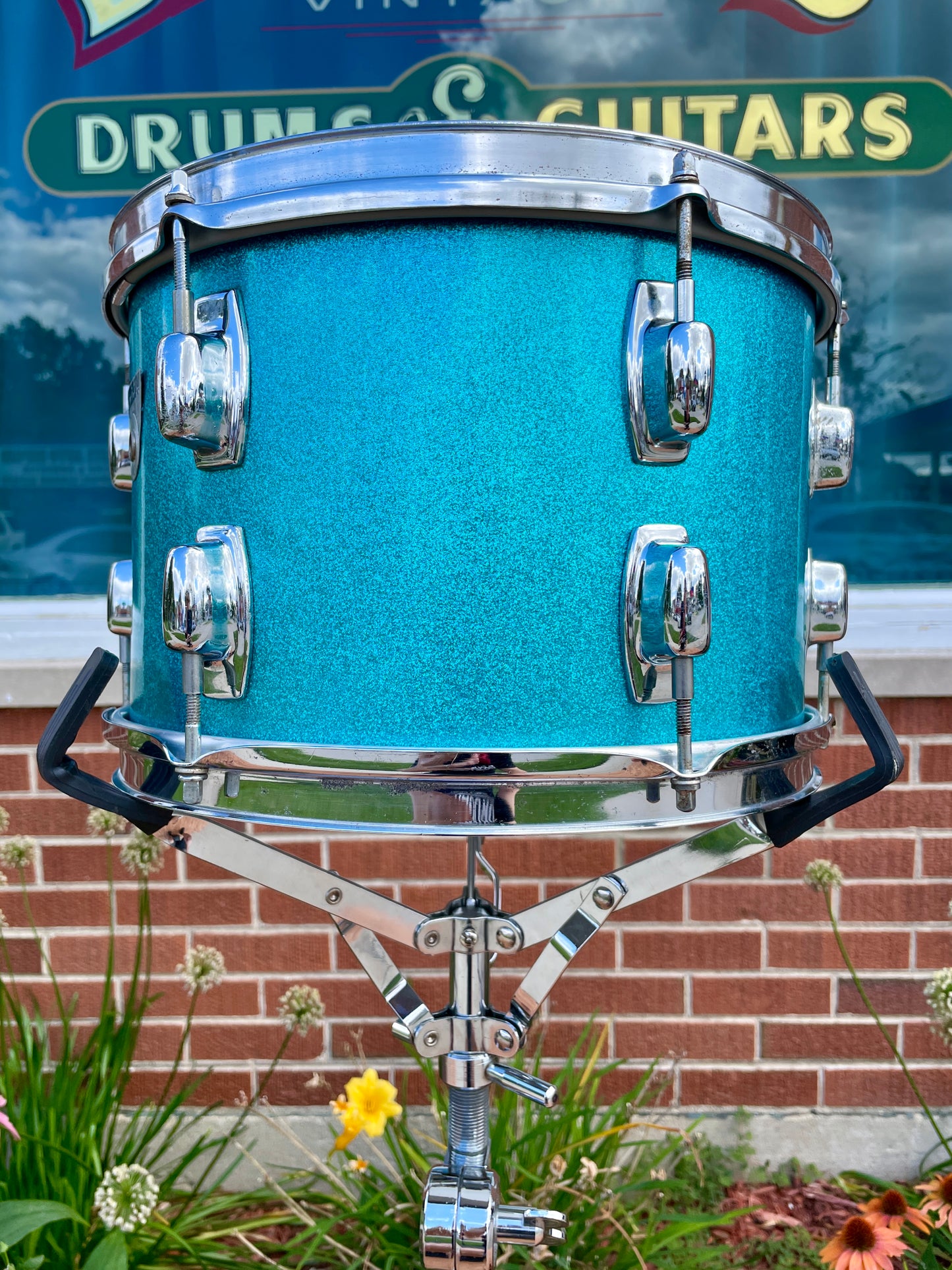 1970s Ludwig Standard 8x12 Tom Drum Single Blue Mist