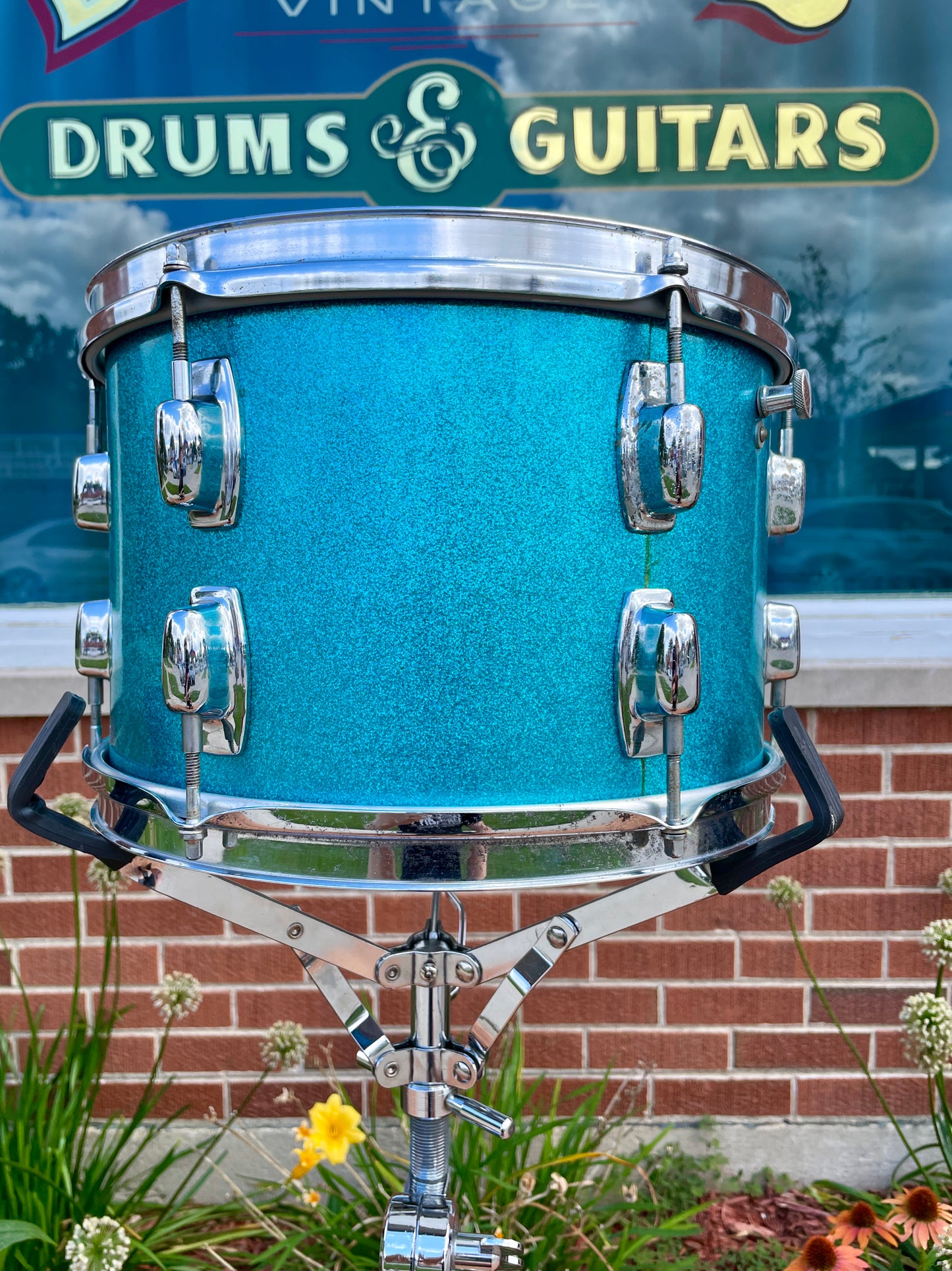 1970s Ludwig Standard 8x12 Tom Drum Single Blue Mist