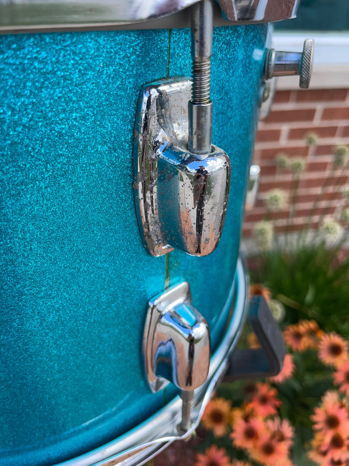 1970s Ludwig Standard 8x12 Tom Drum Single Blue Mist
