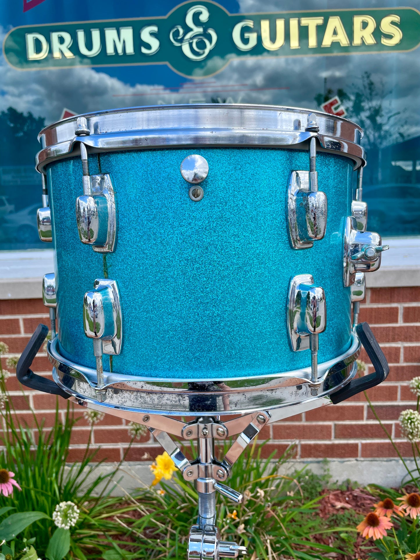 1970s Ludwig Standard 8x12 Tom Drum Single Blue Mist
