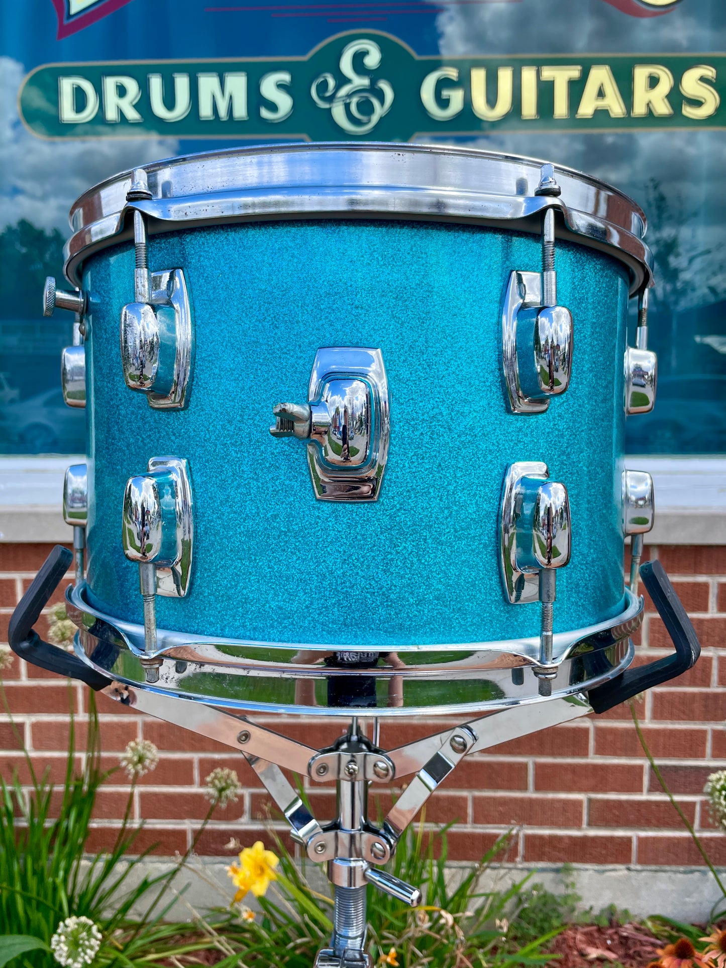 1970s Ludwig Standard 8x12 Tom Drum Single Blue Mist