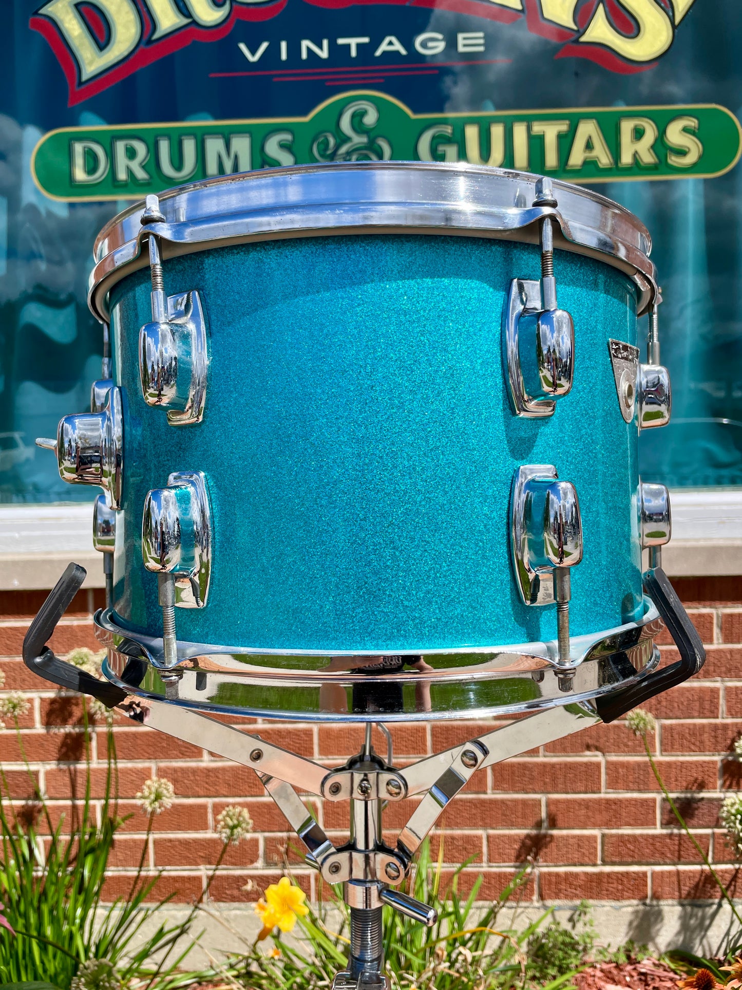 1970s Ludwig Standard 8x12 Tom Drum Single Blue Mist
