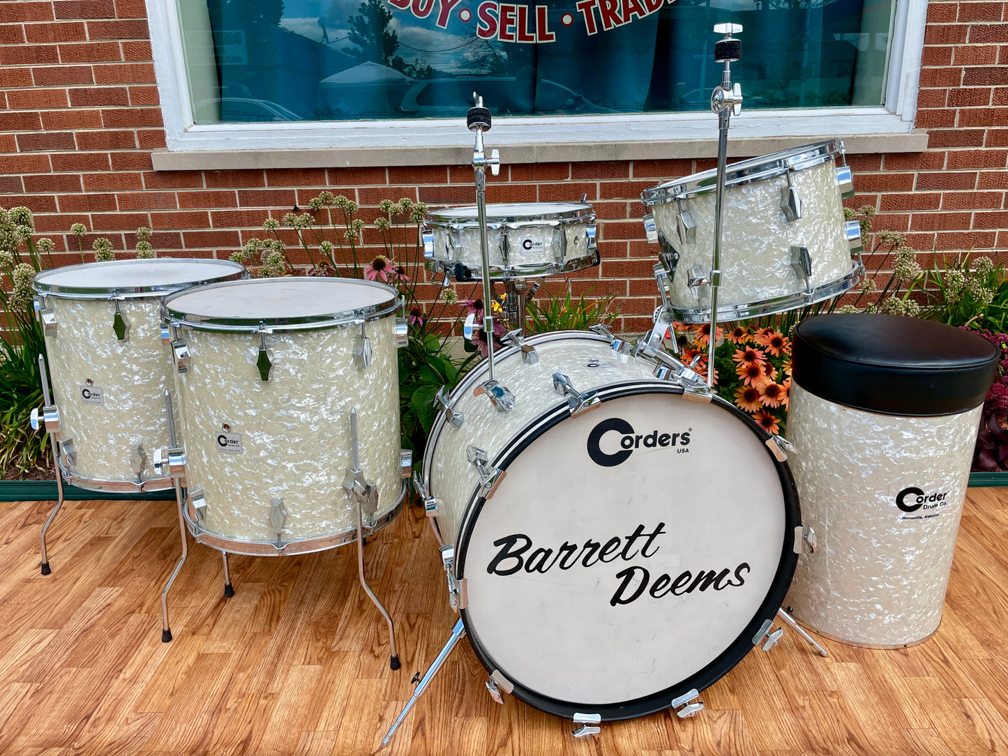 Barrett Deems Corder Fibes Drum Set White Marine Pearl w/Snare/Canister/BD Zildjian Cymbals