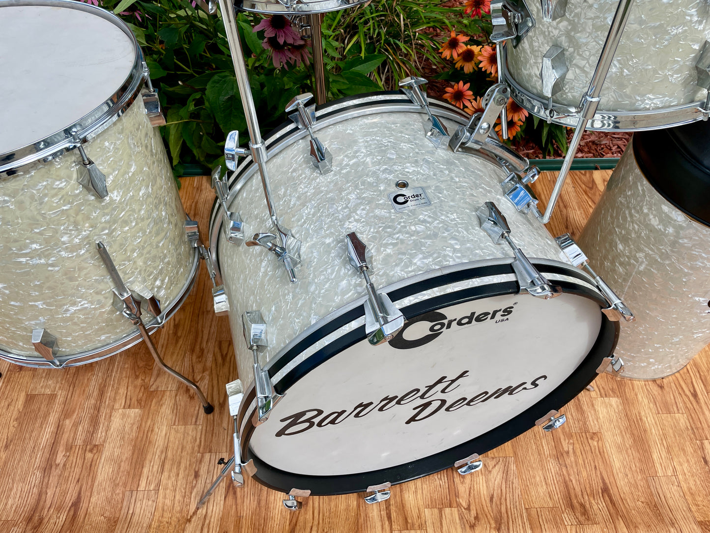 Barrett Deems Corder Fibes Drum Set White Marine Pearl w/Snare/Canister/BD Zildjian Cymbals