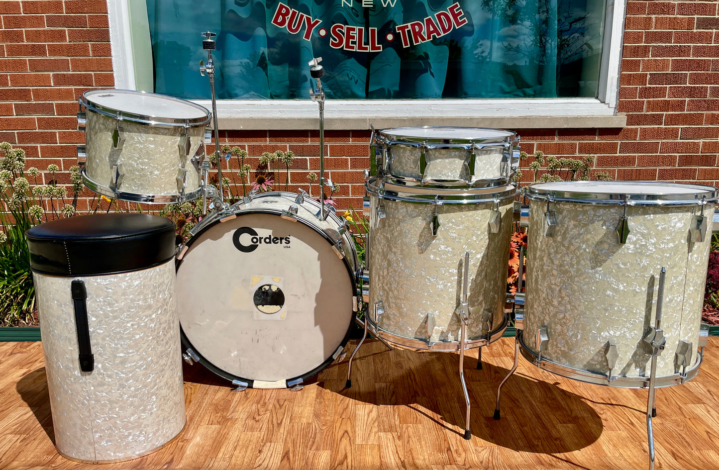 Barrett Deems Corder Fibes Drum Set White Marine Pearl w/Snare/Canister/BD Zildjian Cymbals