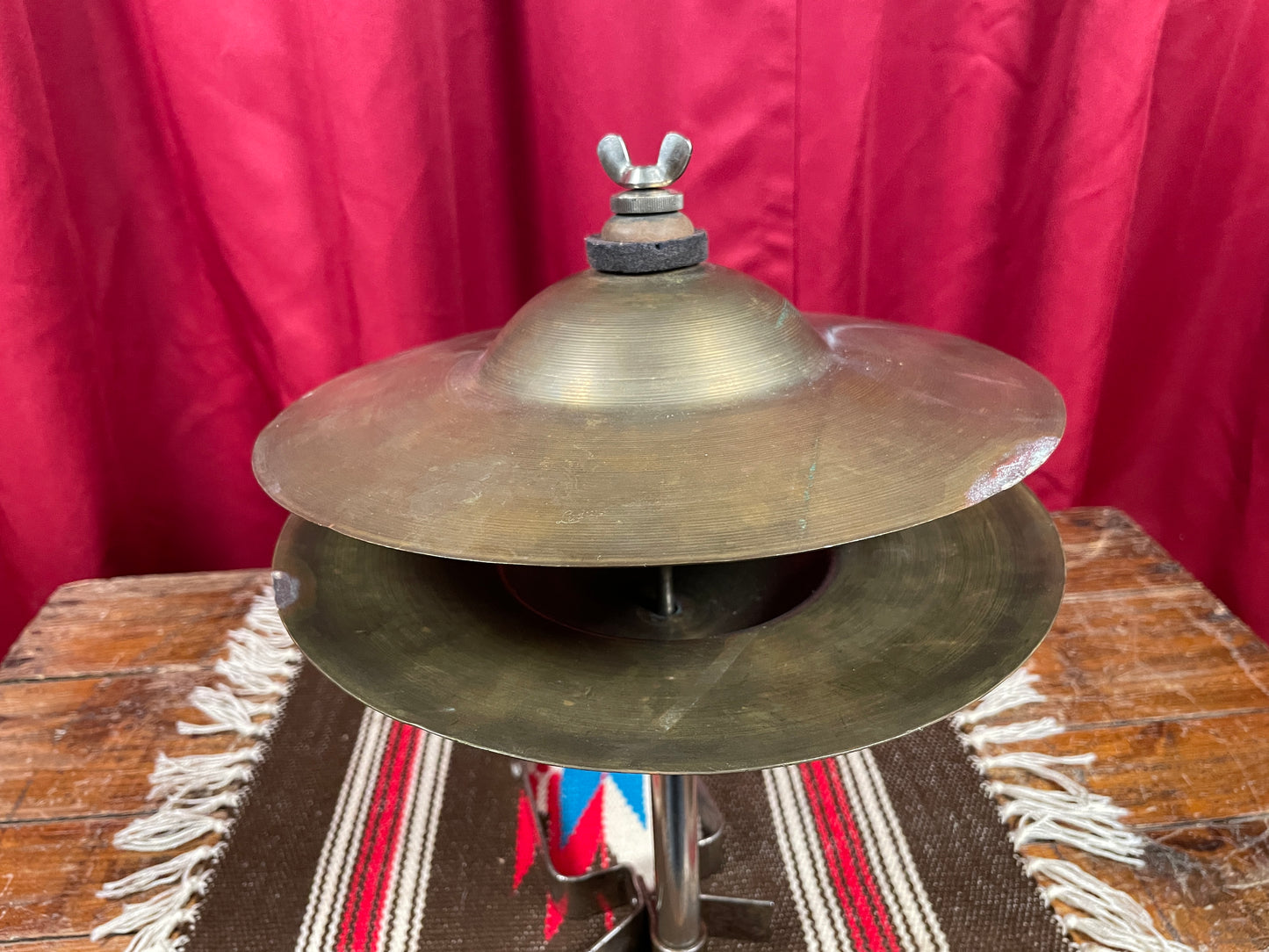 1920s-1930s Leedy Low Boy Sock Cymbal Pedal w/ 10" Ludwig Sock Hat Cymbals
