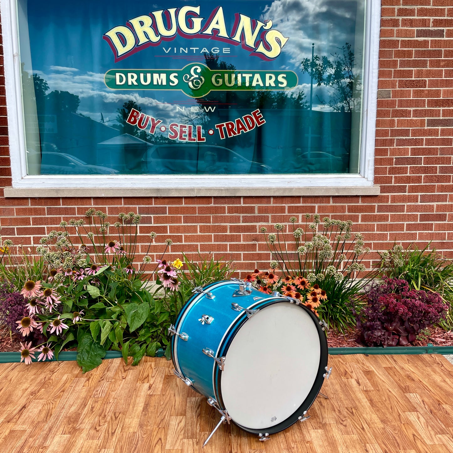 1970s Ludwig Standard 14x20 Bass Drum Blue Mist