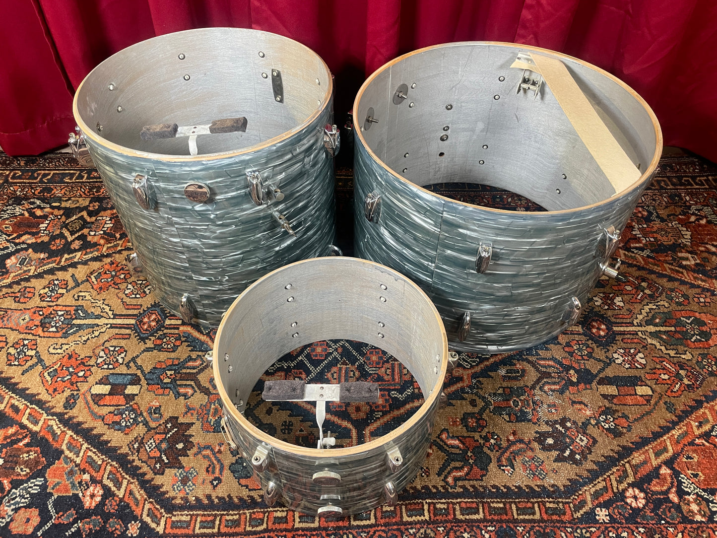1950s Gretsch Round Badge Bop Outfit Drum Set Midnight Blue Pearl 20/13/16 3 Ply