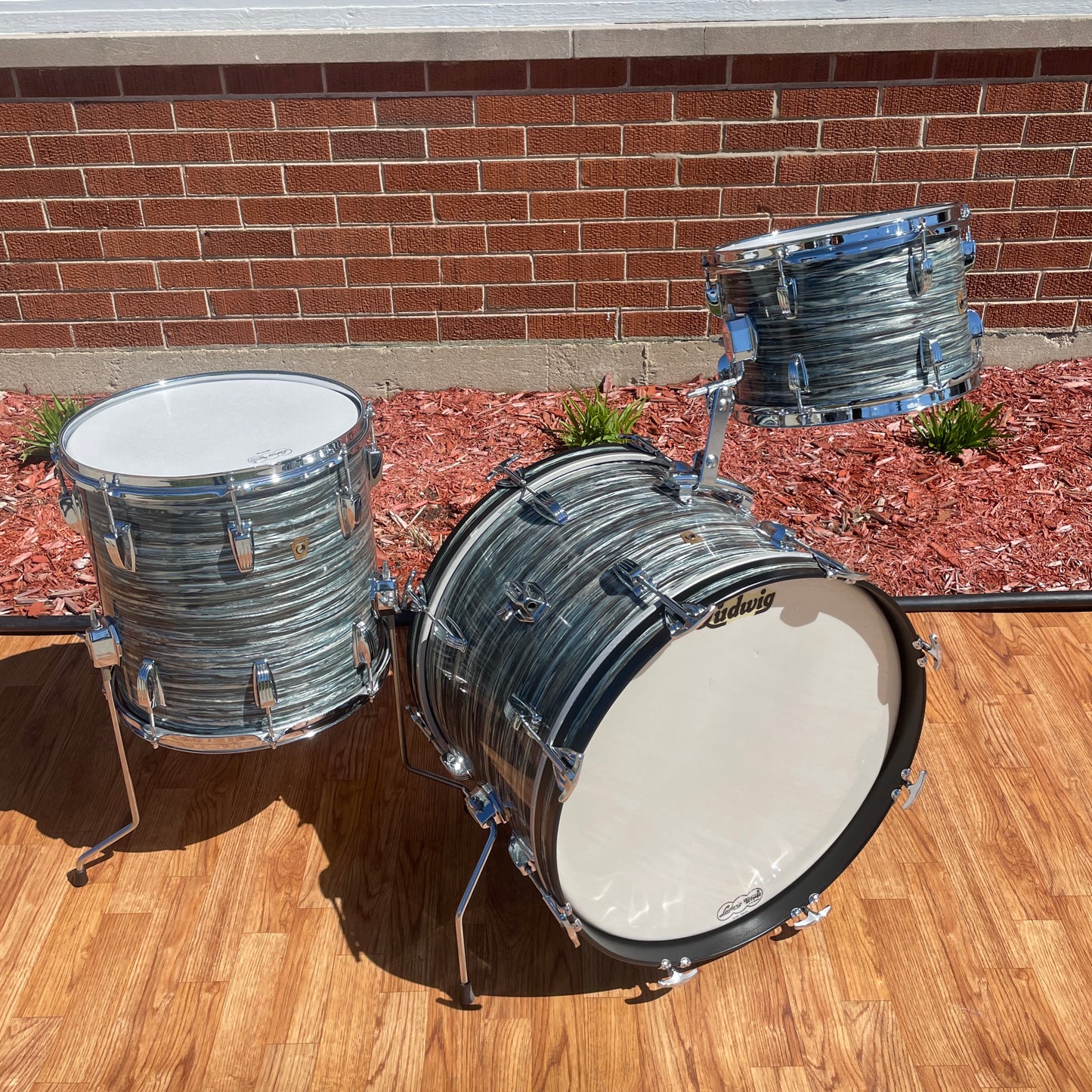 1965 Ludwig Downbeat Drum Set Oyster Blue Pearl 20/12/14 COB