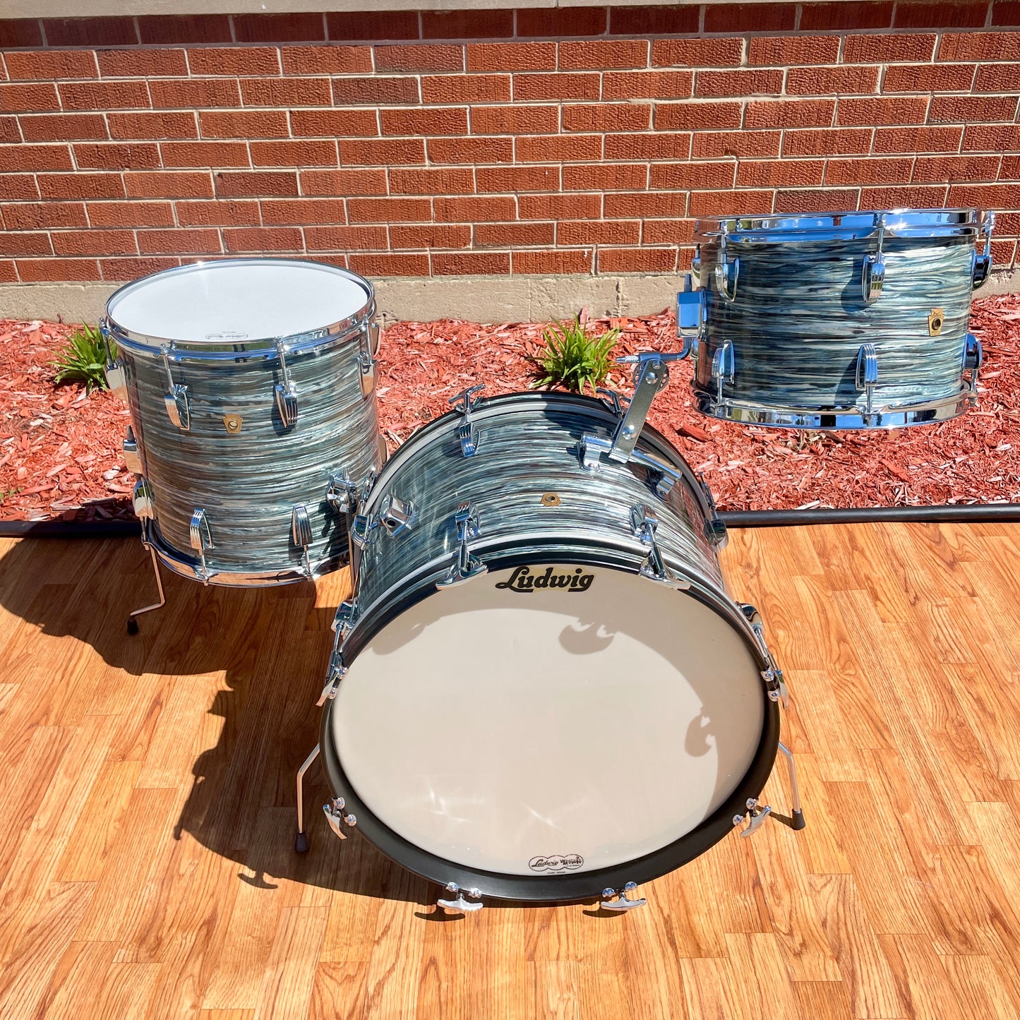 1965 Ludwig Downbeat Drum Set Oyster Blue Pearl 20/12/14 COB