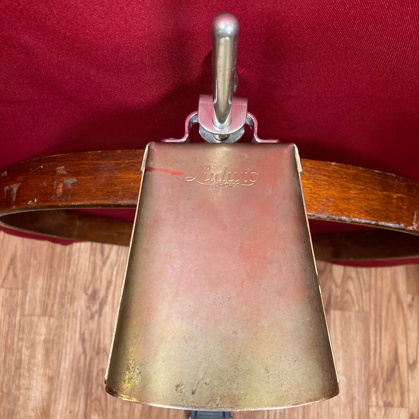 1960s Ludwig 5" Golden Tone No. 129 Cow Bell w/ Cowbell Holder No. 133 Script Logo