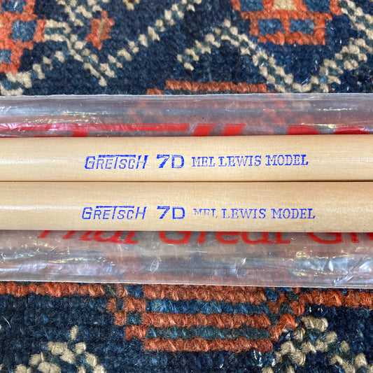 1960s Gretsch 7D Mel Lewis Model Wood Tip Drum Sticks w/ Original Bag NOS