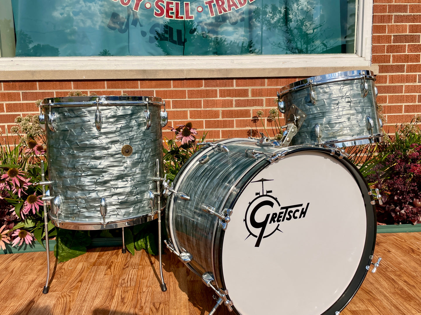 1950s Gretsch Round Badge Bop Outfit Drum Set Midnight Blue Pearl 20/13/16 3 Ply