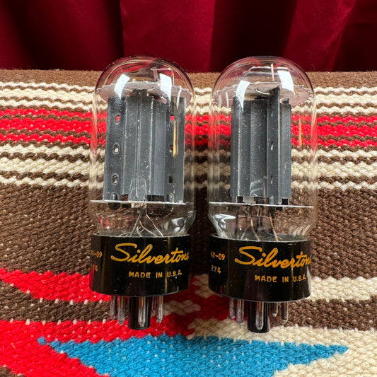 Vintage Silvertone RCA 6L6GC Amplifier Power Tubes Duet Pair Smooth Plate #187