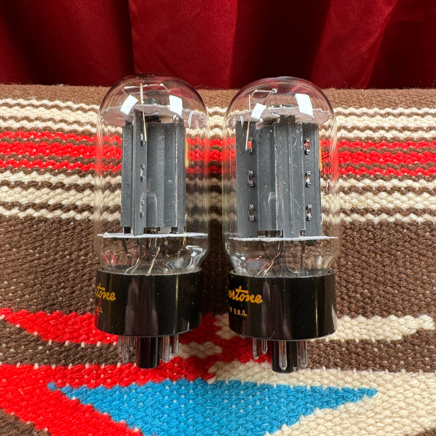 Vintage Silvertone RCA 6L6GC Amplifier Power Tubes Duet Pair Smooth Plate #187