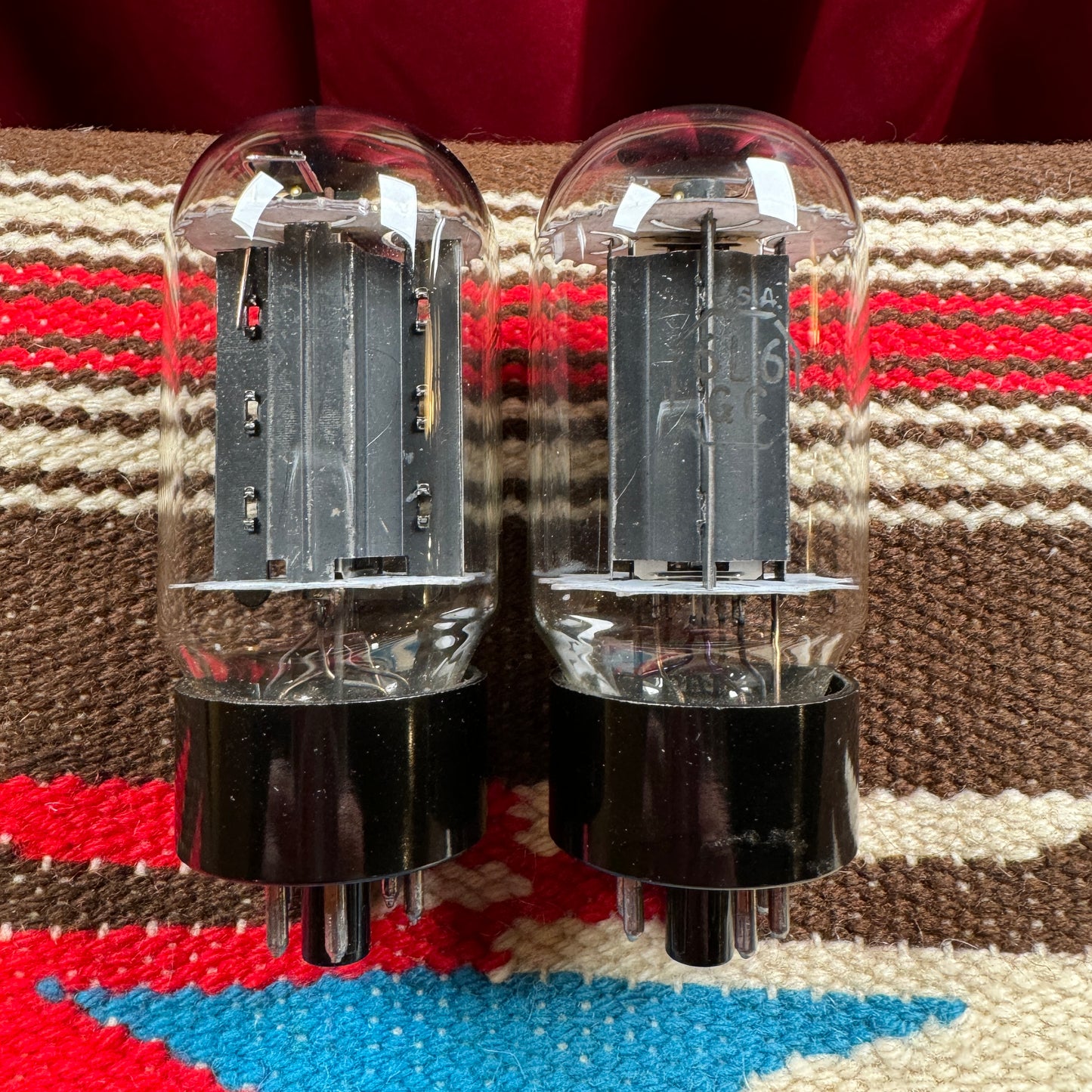 Vintage Silvertone RCA 6L6GC Amplifier Power Tubes Duet Pair Smooth Plate #187