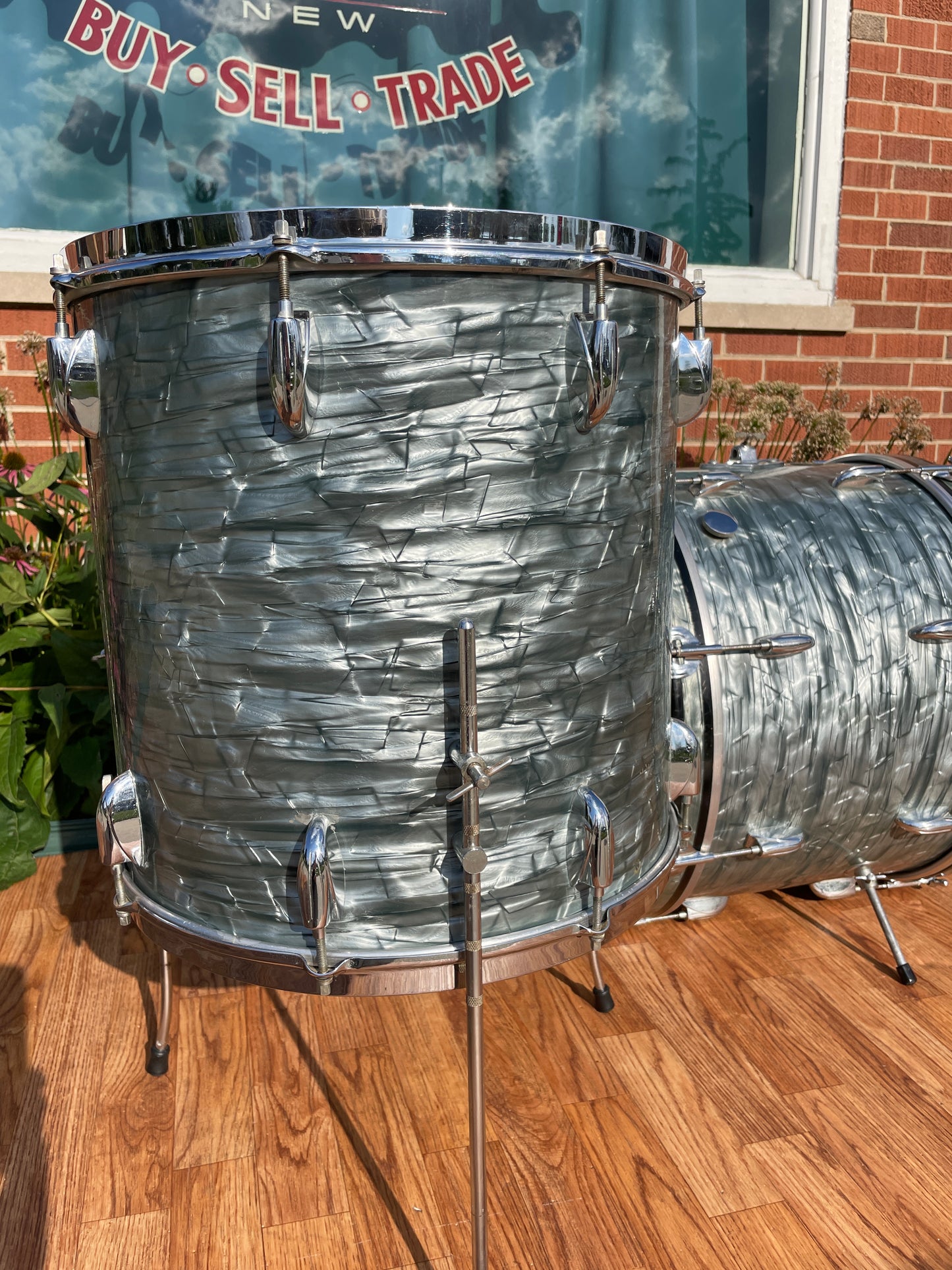 1950s Gretsch Round Badge Bop Outfit Drum Set Midnight Blue Pearl 20/13/16 3 Ply