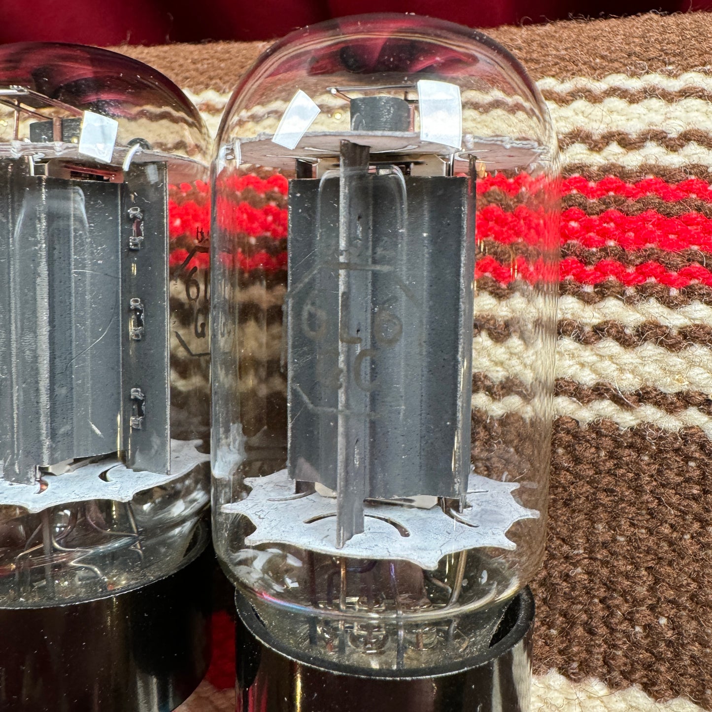 Vintage Silvertone RCA 6L6GC Amplifier Power Tubes Duet Pair Smooth Plate #187