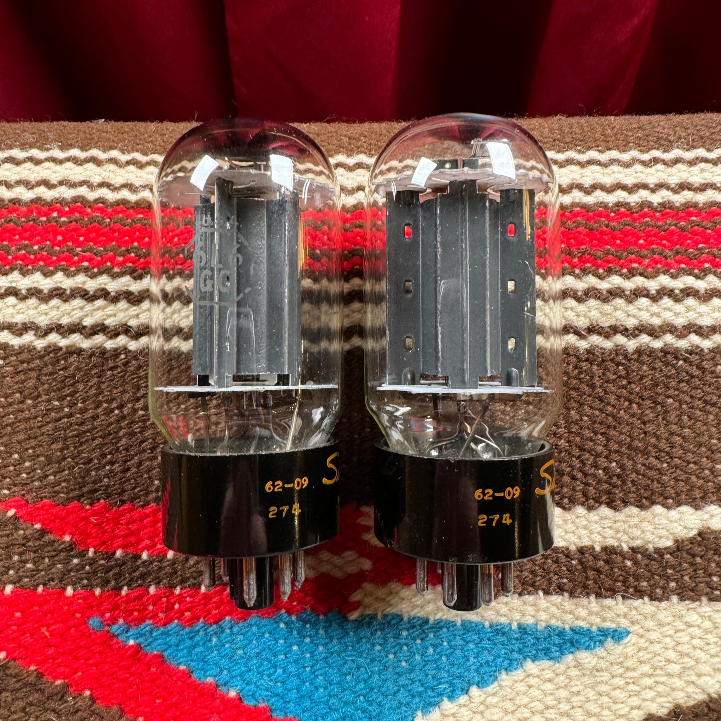 Vintage Silvertone RCA 6L6GC Amplifier Power Tubes Duet Pair Smooth Plate #187
