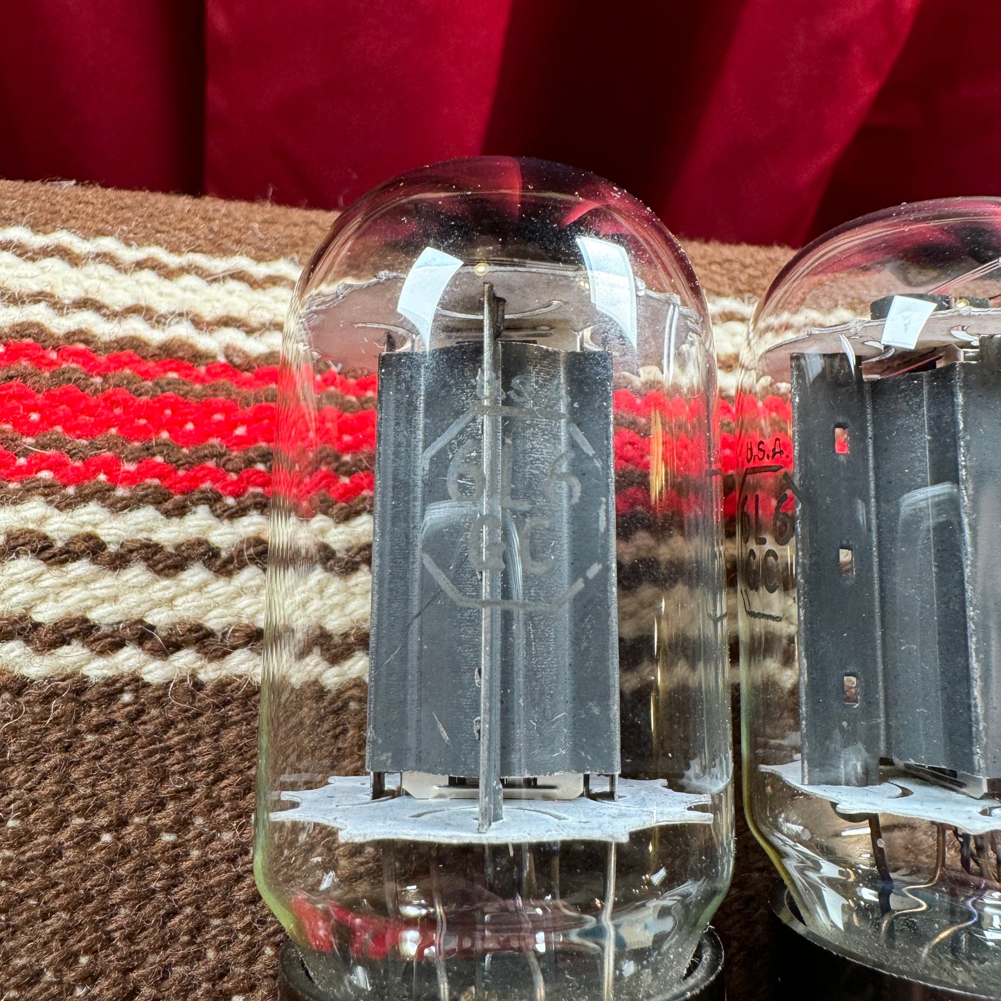 Vintage Silvertone RCA 6L6GC Amplifier Power Tubes Duet Pair Smooth Plate #187