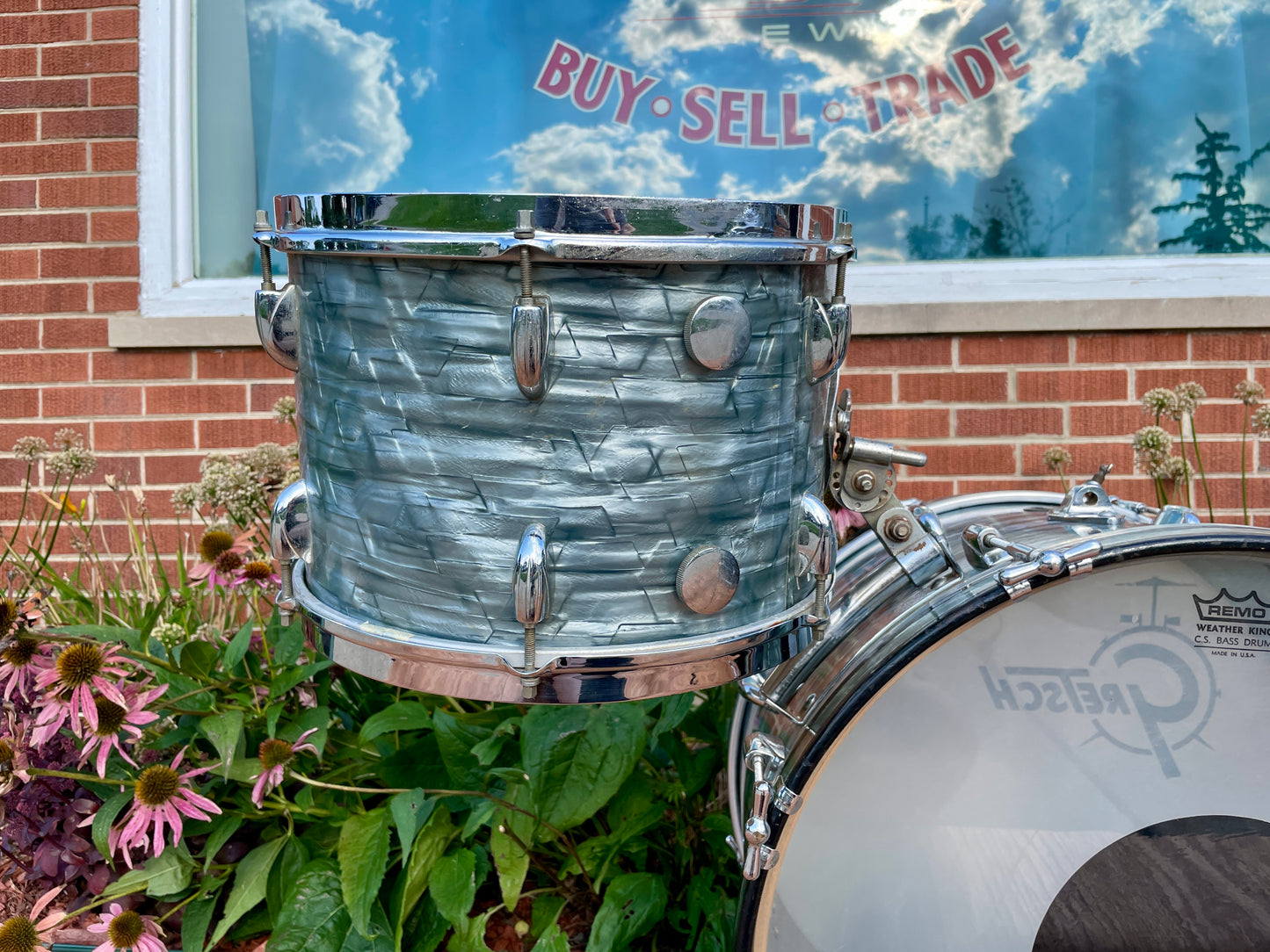 1950s Gretsch Round Badge Bop Outfit Drum Set Midnight Blue Pearl 20/13/16 3 Ply