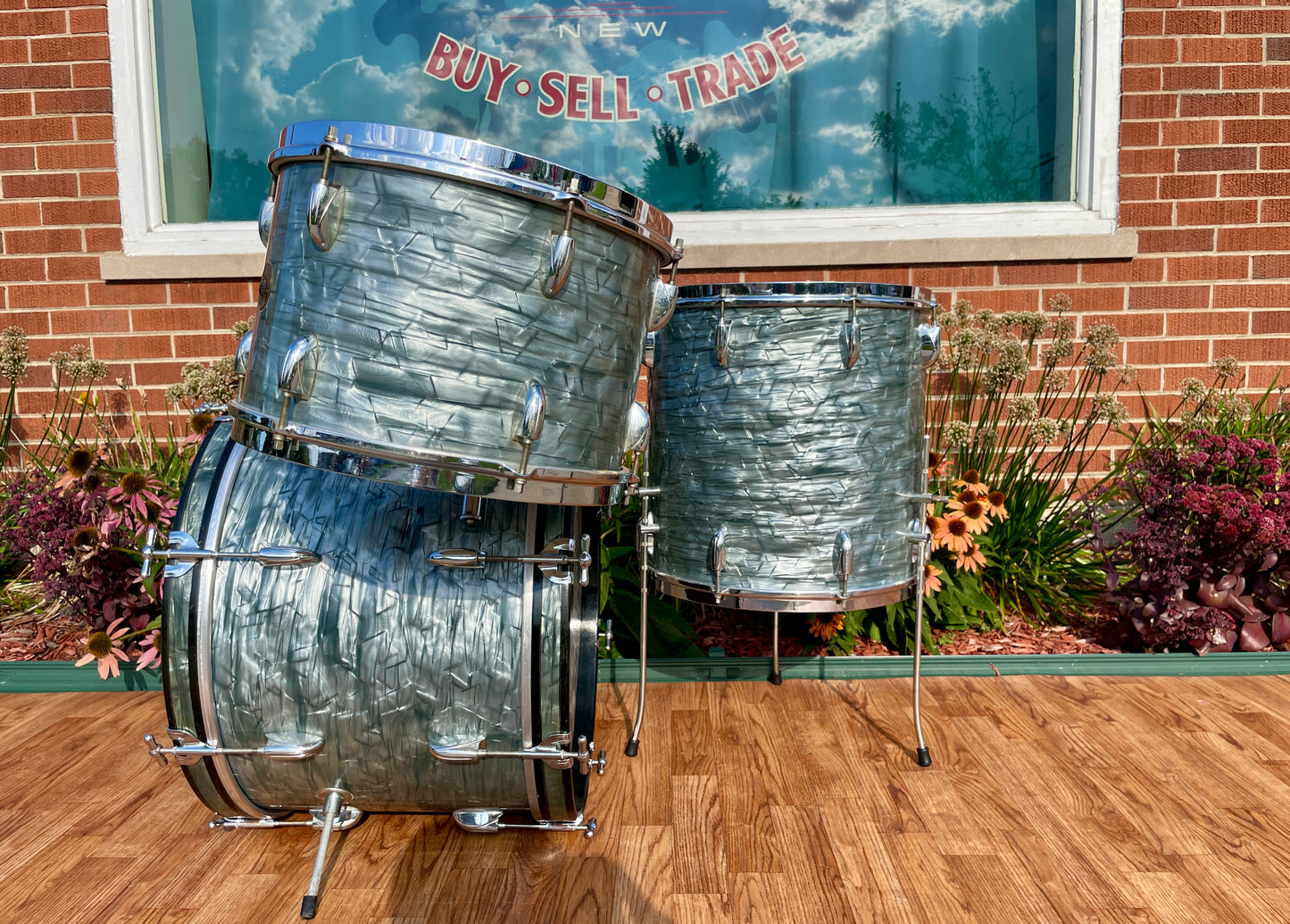 1950s Gretsch Round Badge Bop Outfit Drum Set Midnight Blue Pearl 20/13/16 3 Ply