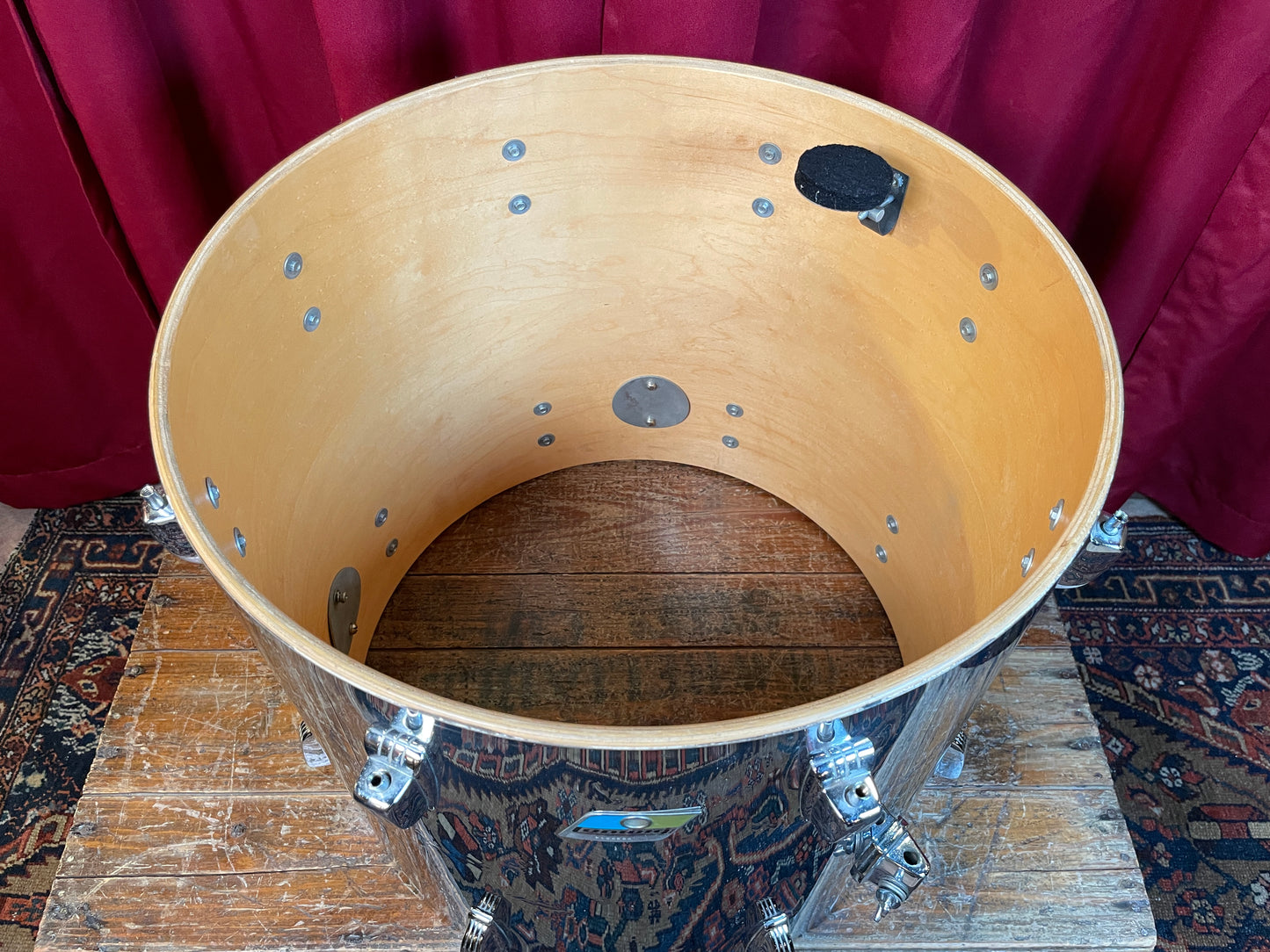 1970s Ludwig 16x18 6-Ply Floor Tom Drum Chrome Over Wood COW