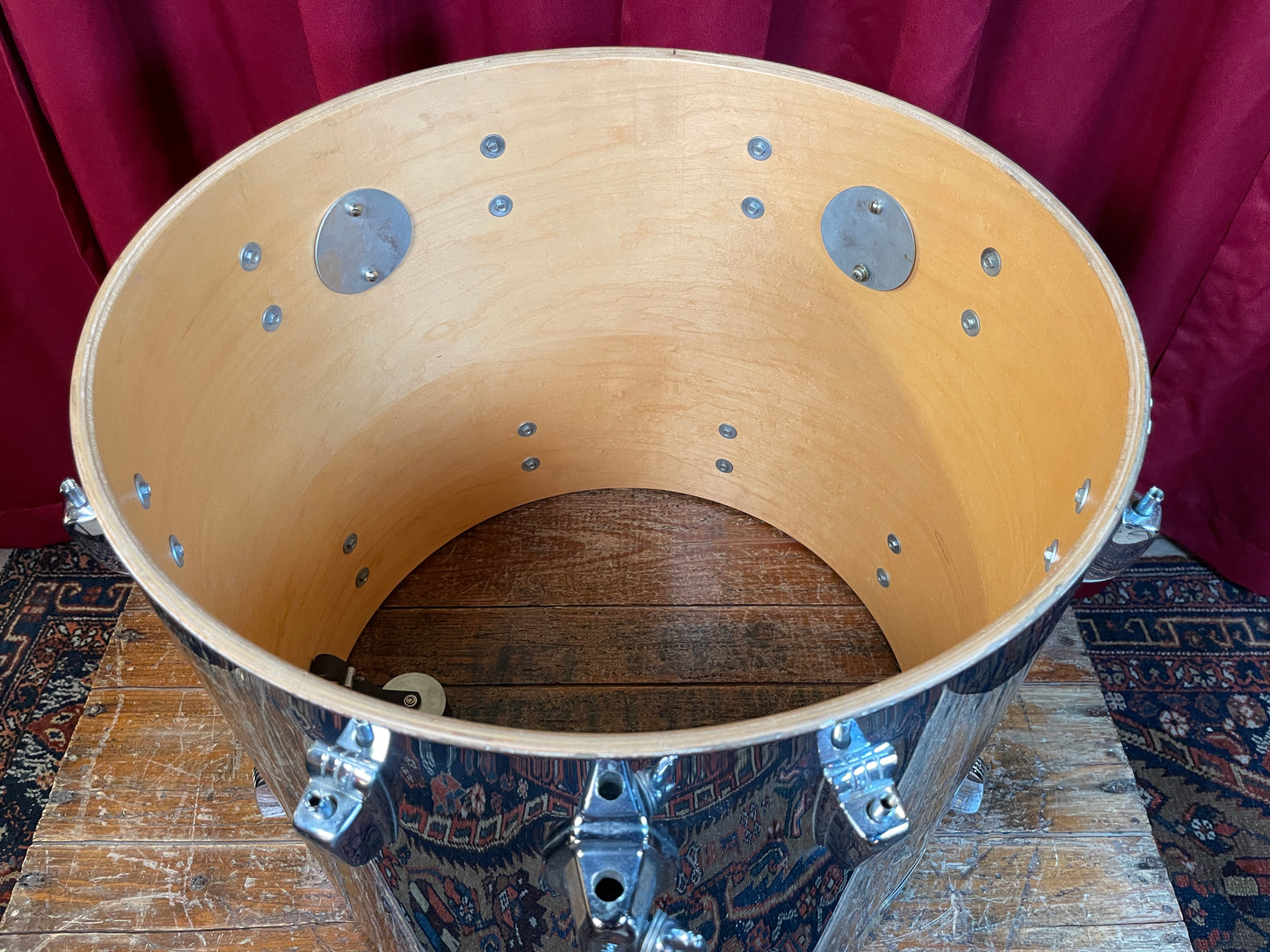 1970s Ludwig 16x18 6-Ply Floor Tom Drum Chrome Over Wood COW