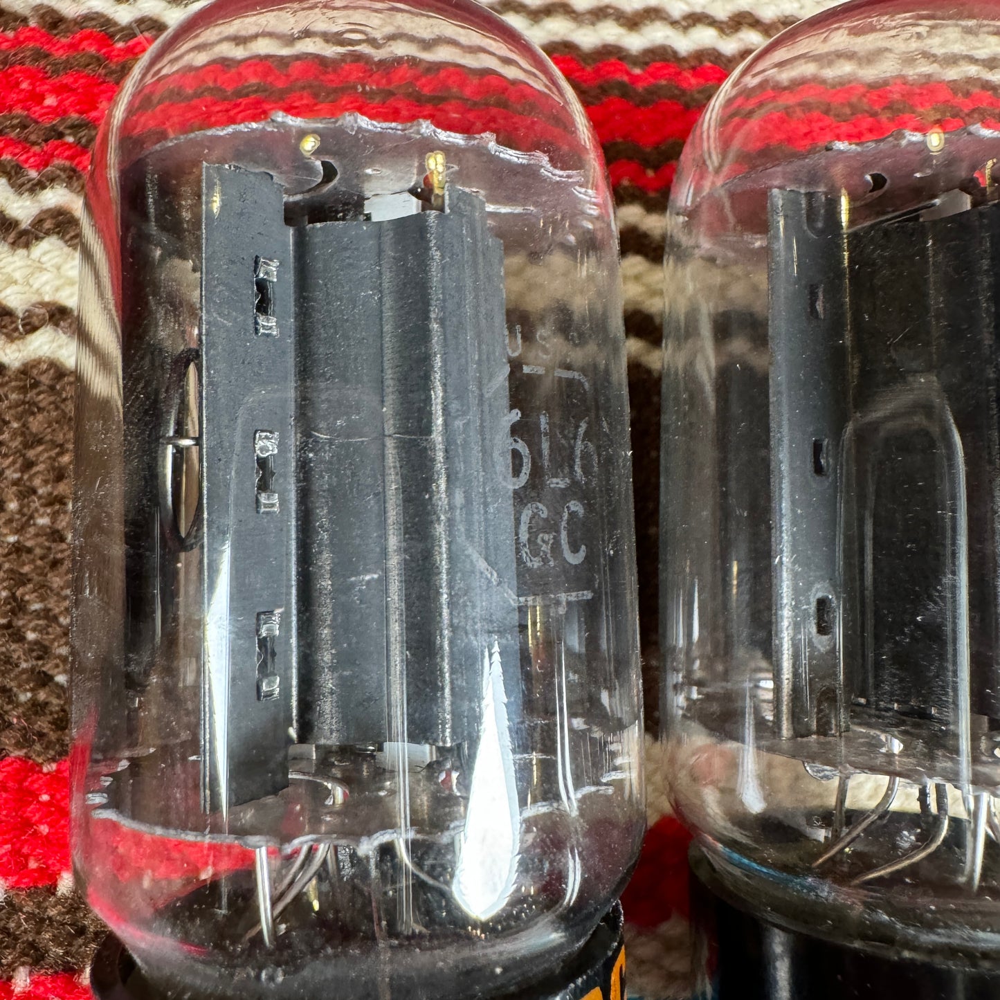 Vintage NOS RCA 6L6GC Amplifier Power Tubes Duet Black Plate Pair 6L6 #186