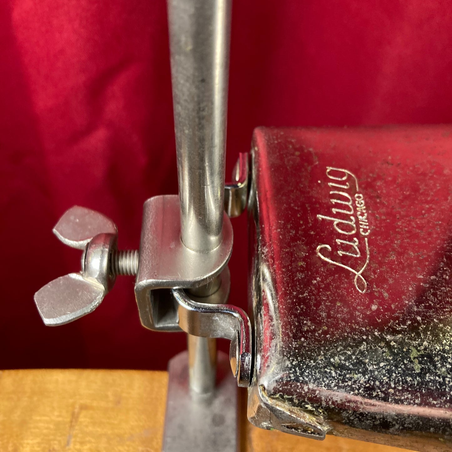 1960s Ludwig 5" Cow Bell No. 129 w/ Cowbell Holder No. 133 Script Logo