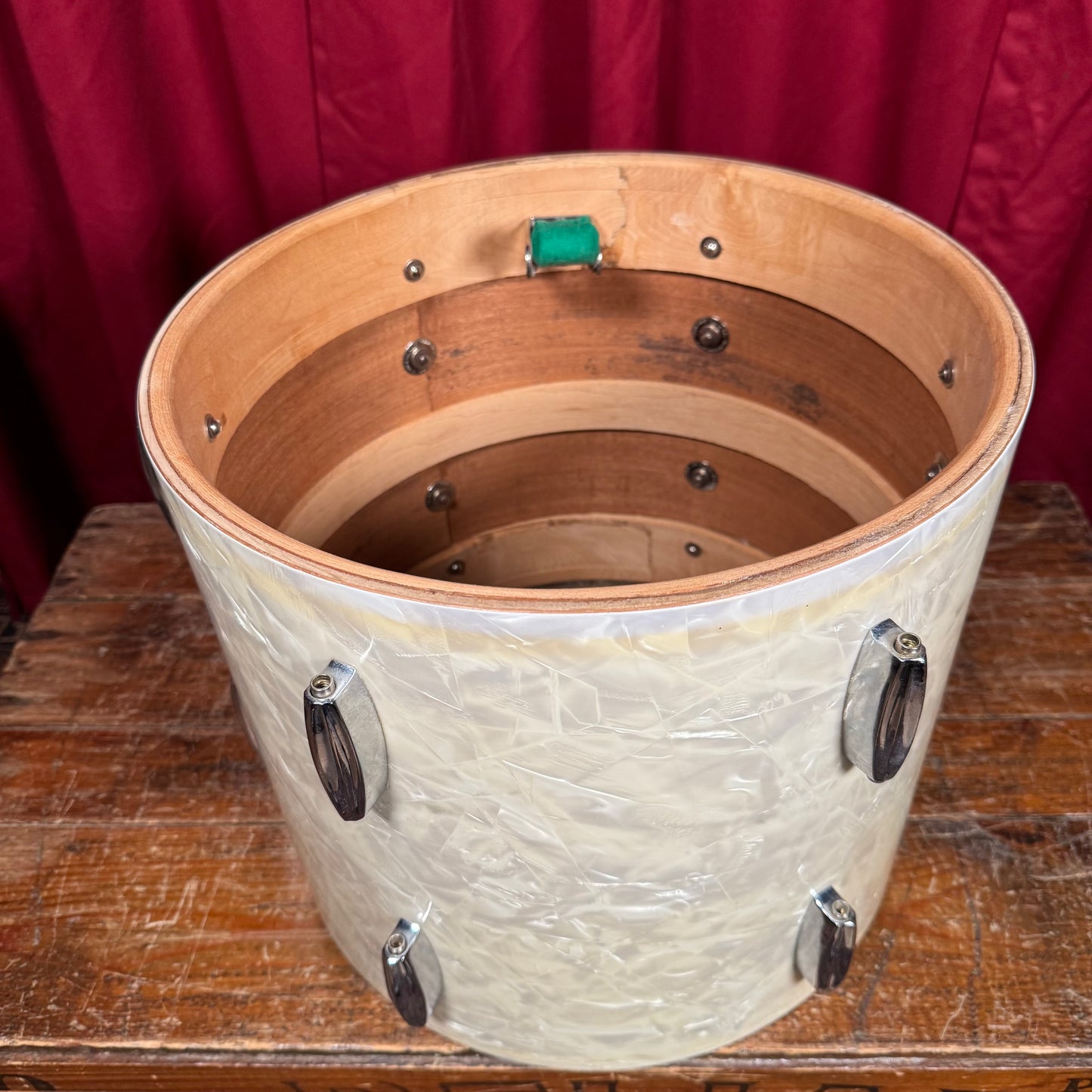 1930s Slingerland Barrett Deems 12x14 Radio King Tom Drum White Marine Pearl w/ Stand