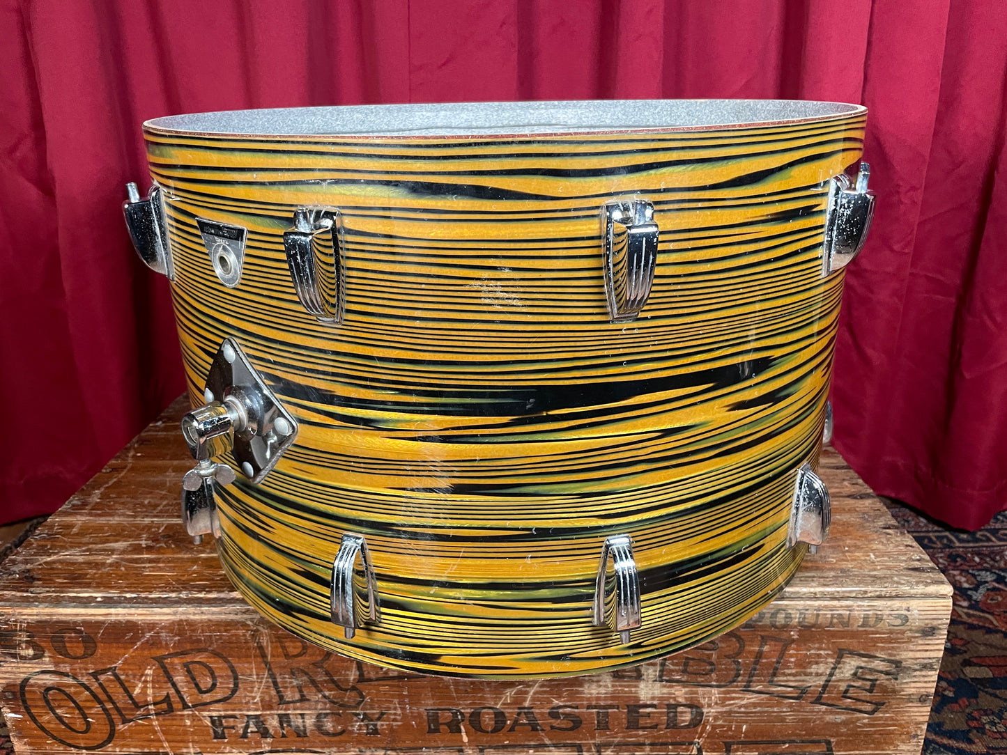 1970s Ludwig Standard 14x22 Bass Drum Shell Lemon Strata Classic Lugs #2