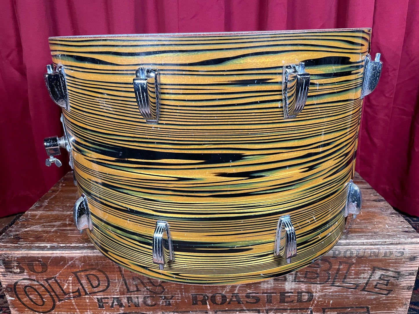 1970s Ludwig Standard 14x22 Bass Drum Shell Lemon Strata Classic Lugs #2