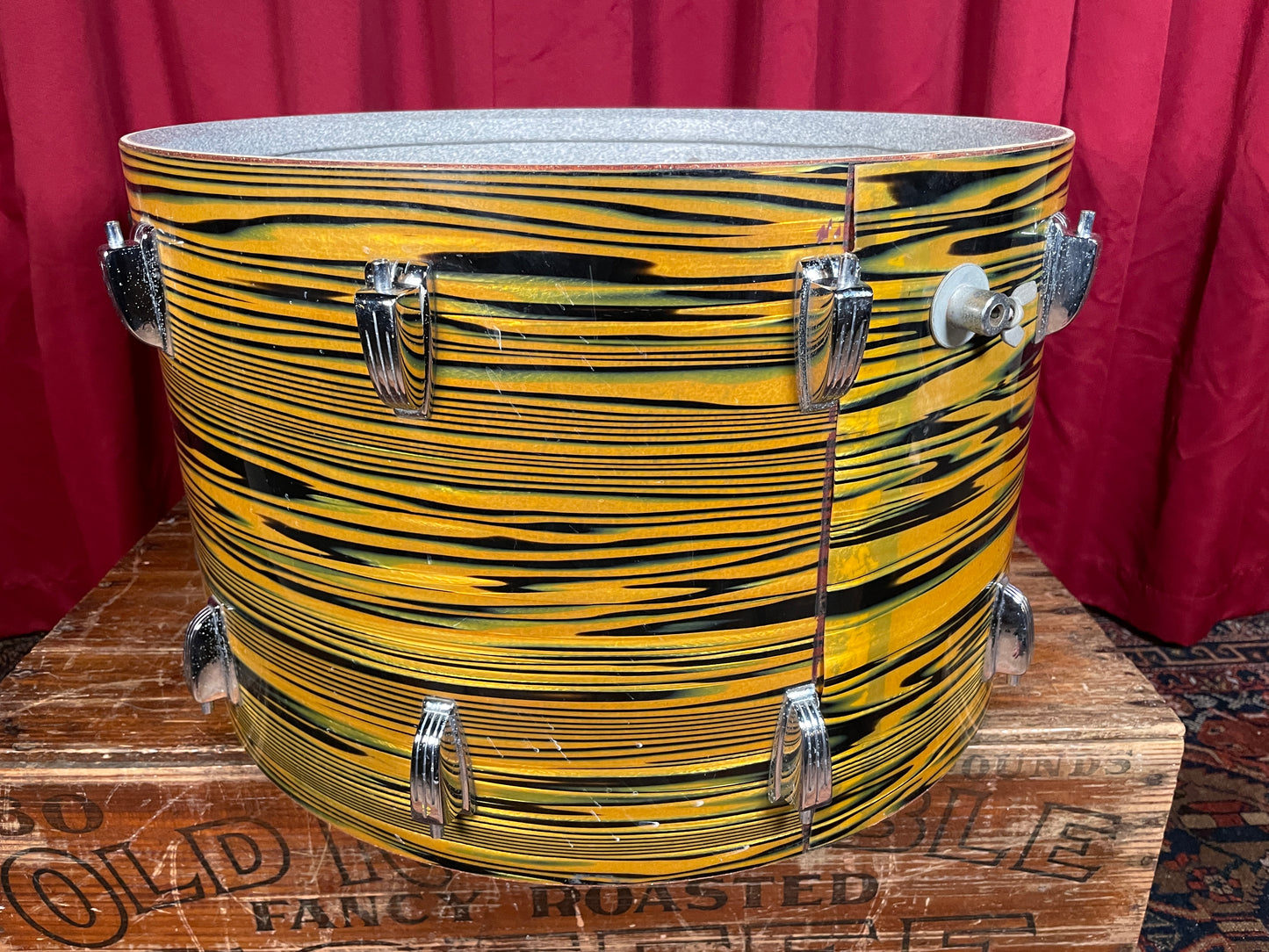 1970s Ludwig Standard 14x22 Bass Drum Shell Lemon Strata Classic Lugs #2