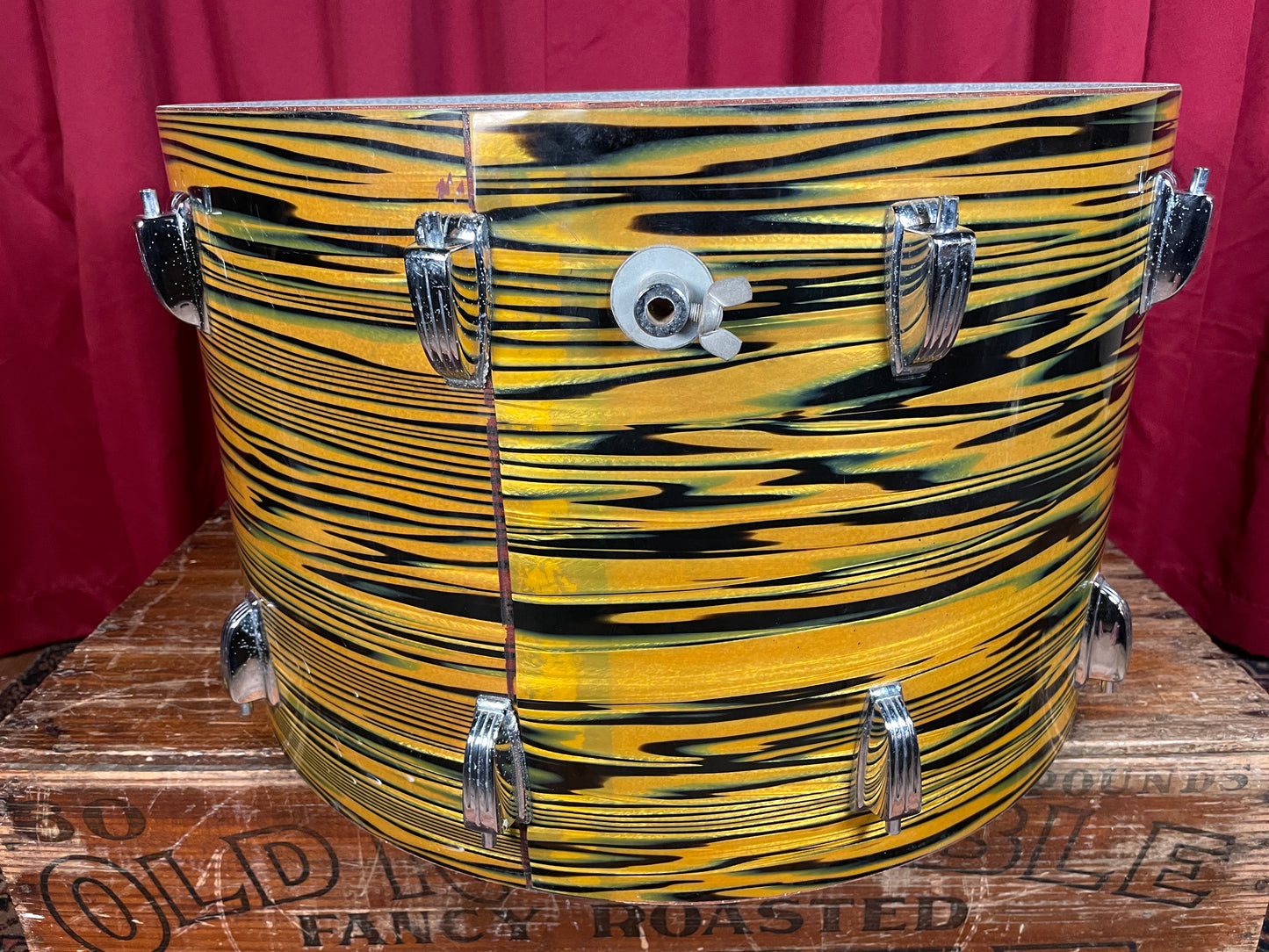 1970s Ludwig Standard 14x22 Bass Drum Shell Lemon Strata Classic Lugs #2