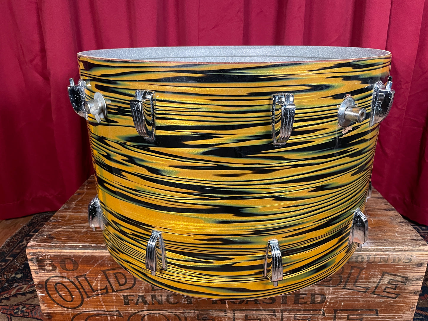 1970s Ludwig Standard 14x22 Bass Drum Shell Lemon Strata Classic Lugs #2