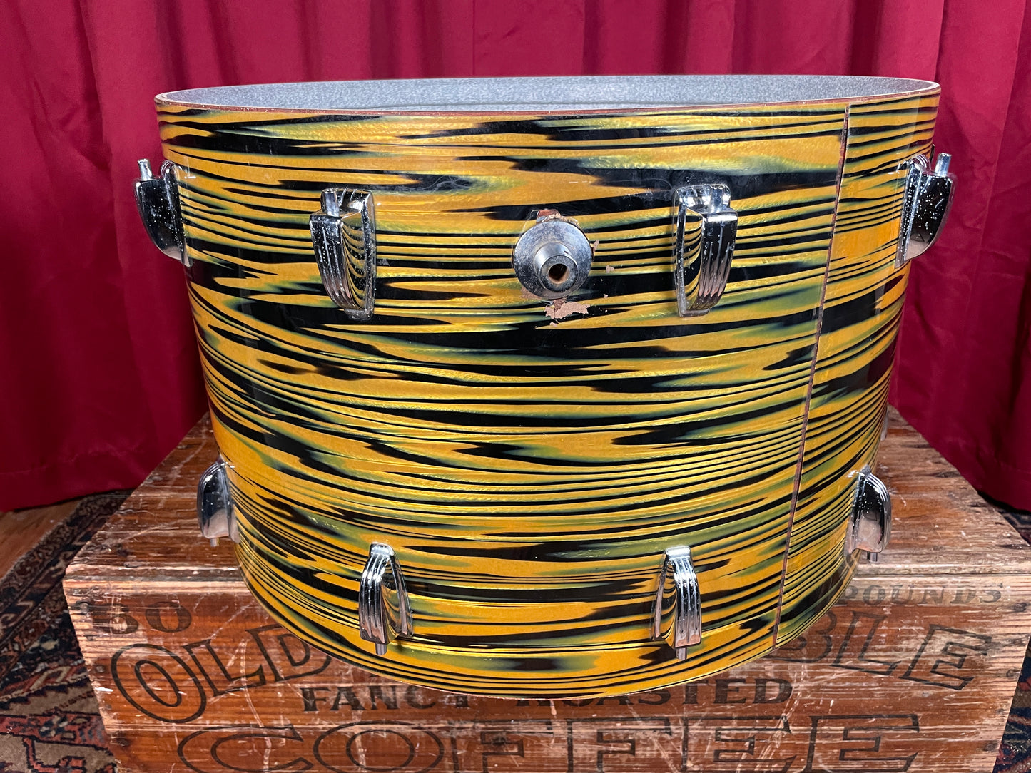 1970s Ludwig Standard 14x22 Bass Drum Shell Lemon Strata Classic Lugs #2