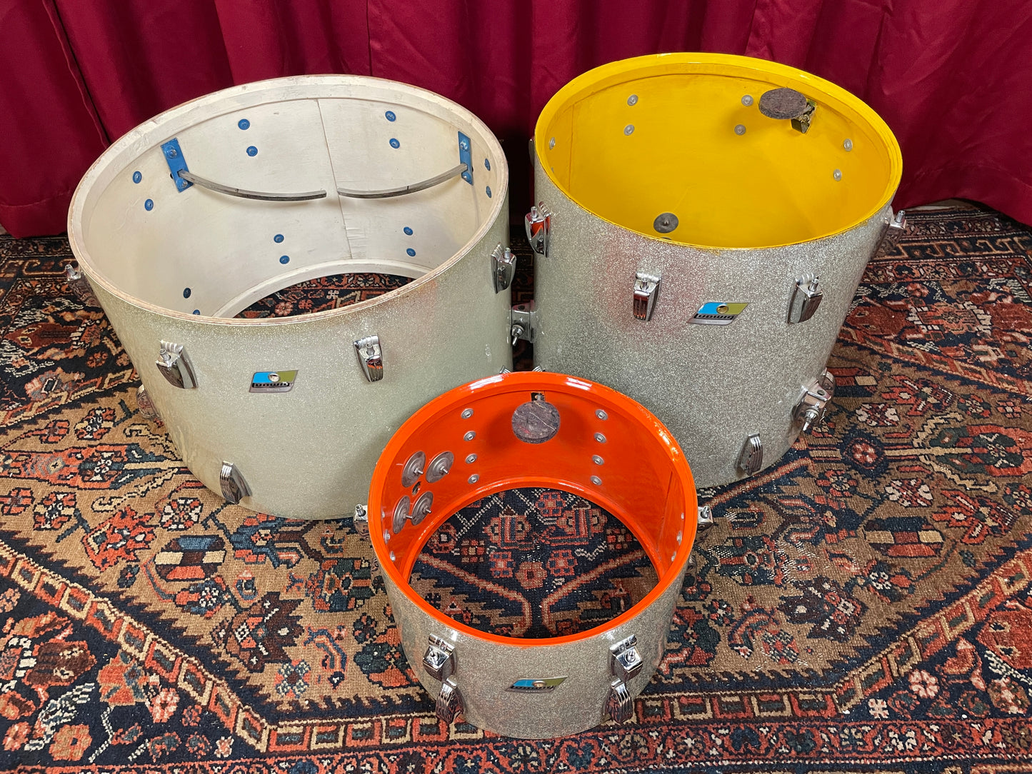 1970s Ludwig 3-Ply Drum Set Silver Sparkle 20/13/16