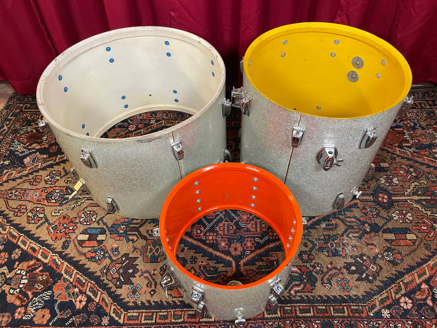 1970s Ludwig 3-Ply Drum Set Silver Sparkle 20/13/16