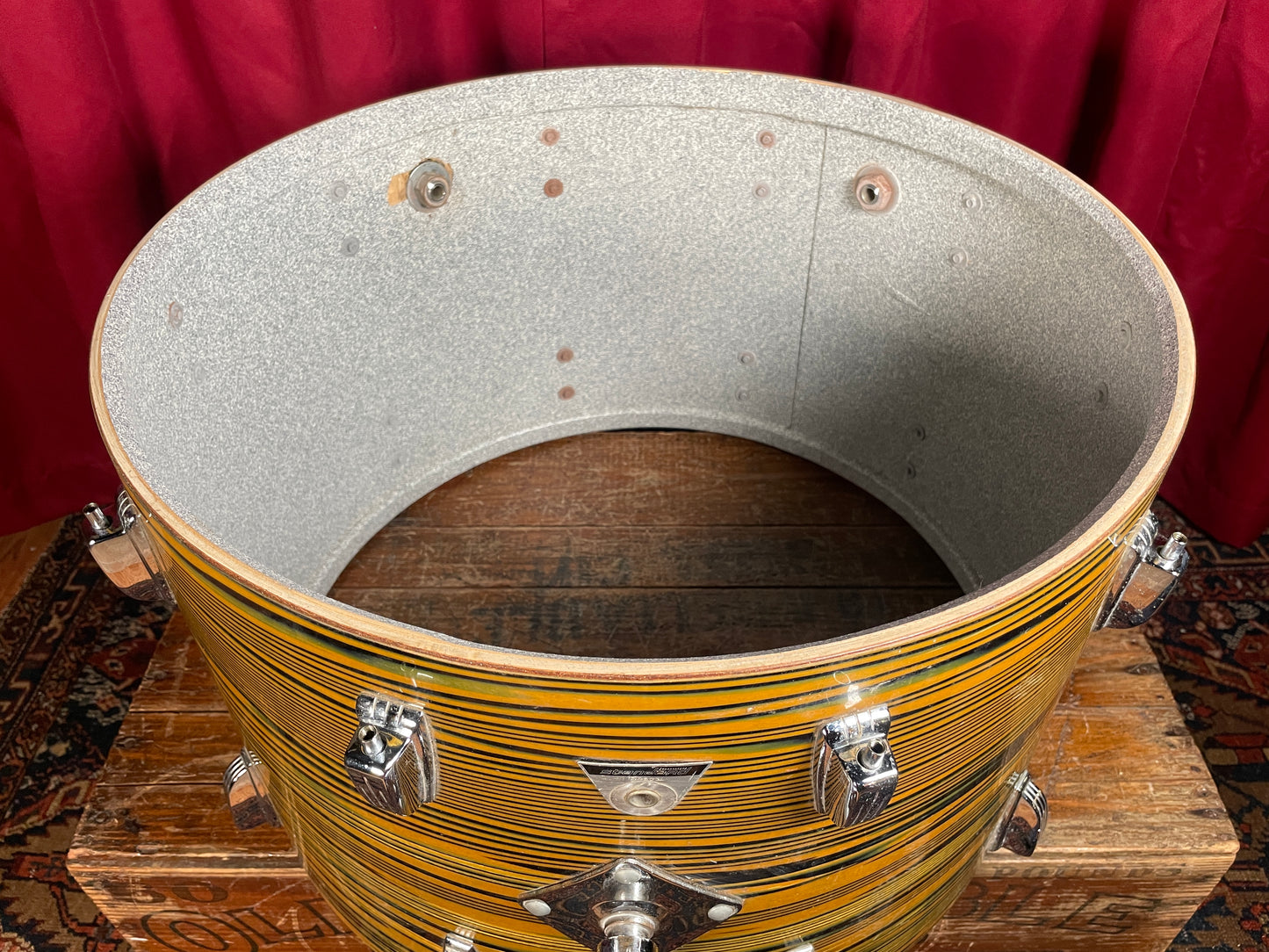 1970s Ludwig Standard 14x22 Bass Drum Shell Lemon Strata Classic Lugs #2